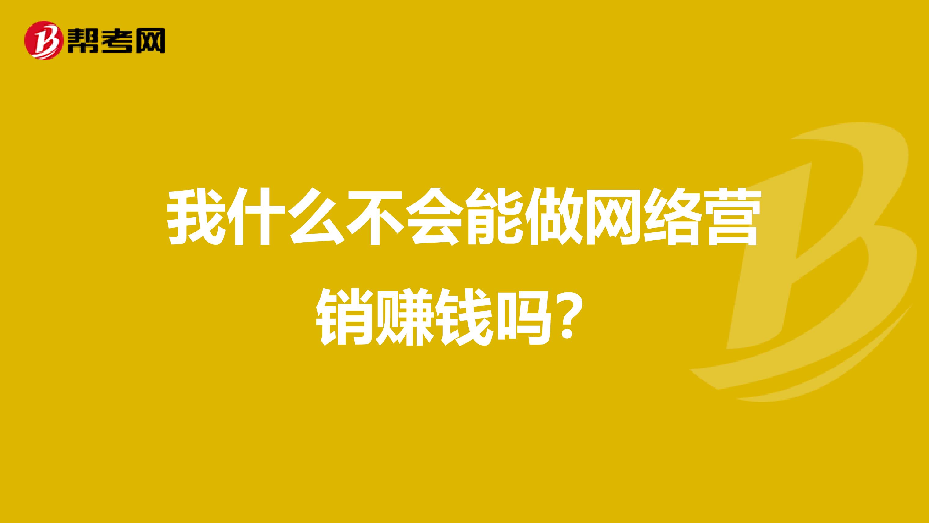 我什么不会能做网络营销赚钱吗？