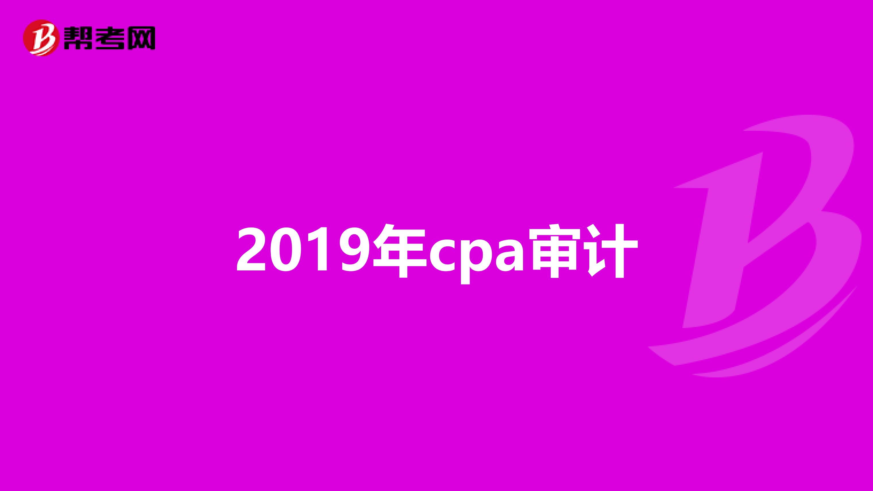 2019年cpa审计