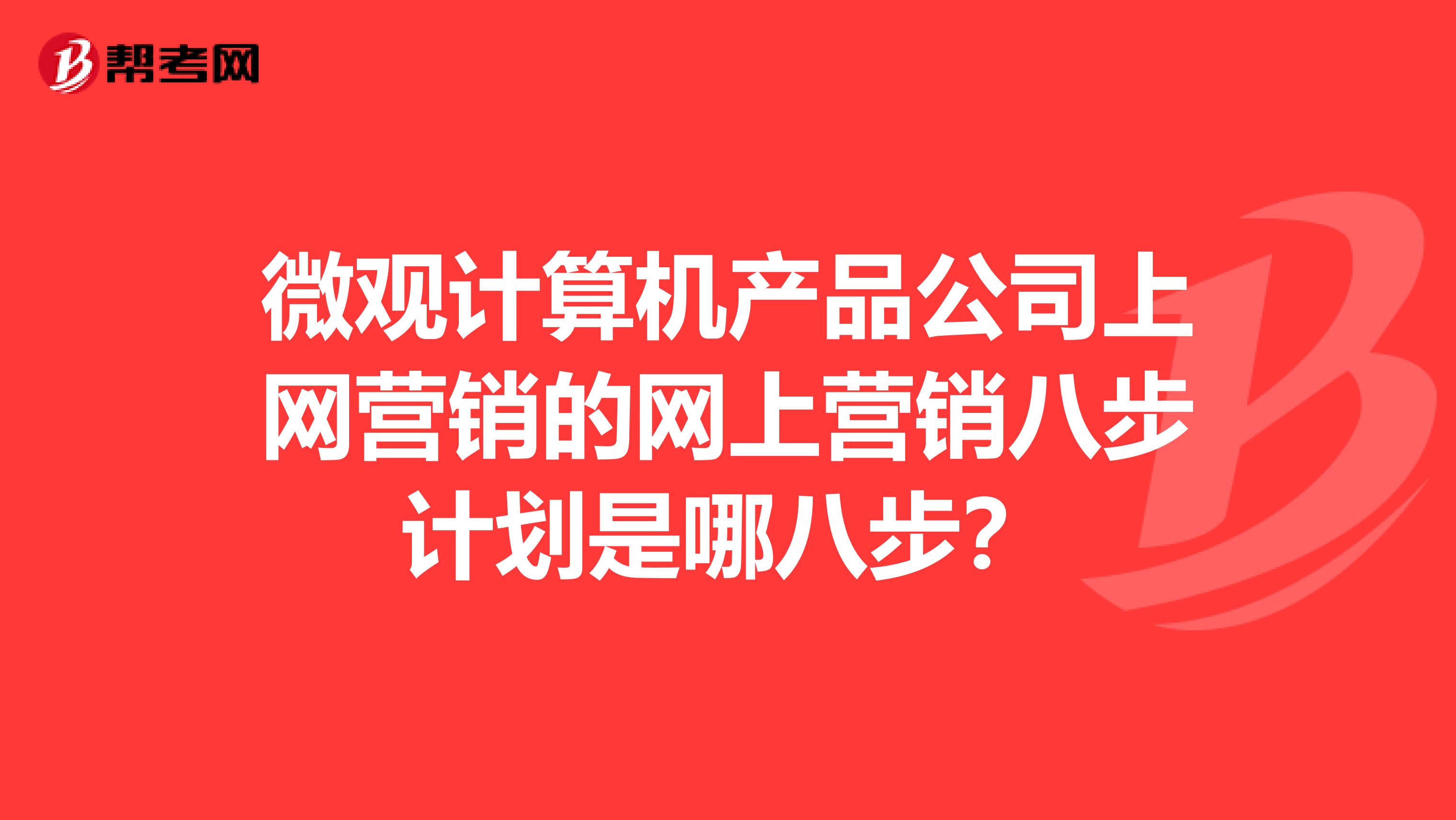 微观计算机产品公司上网营销的网上营销八步计划是哪八步？