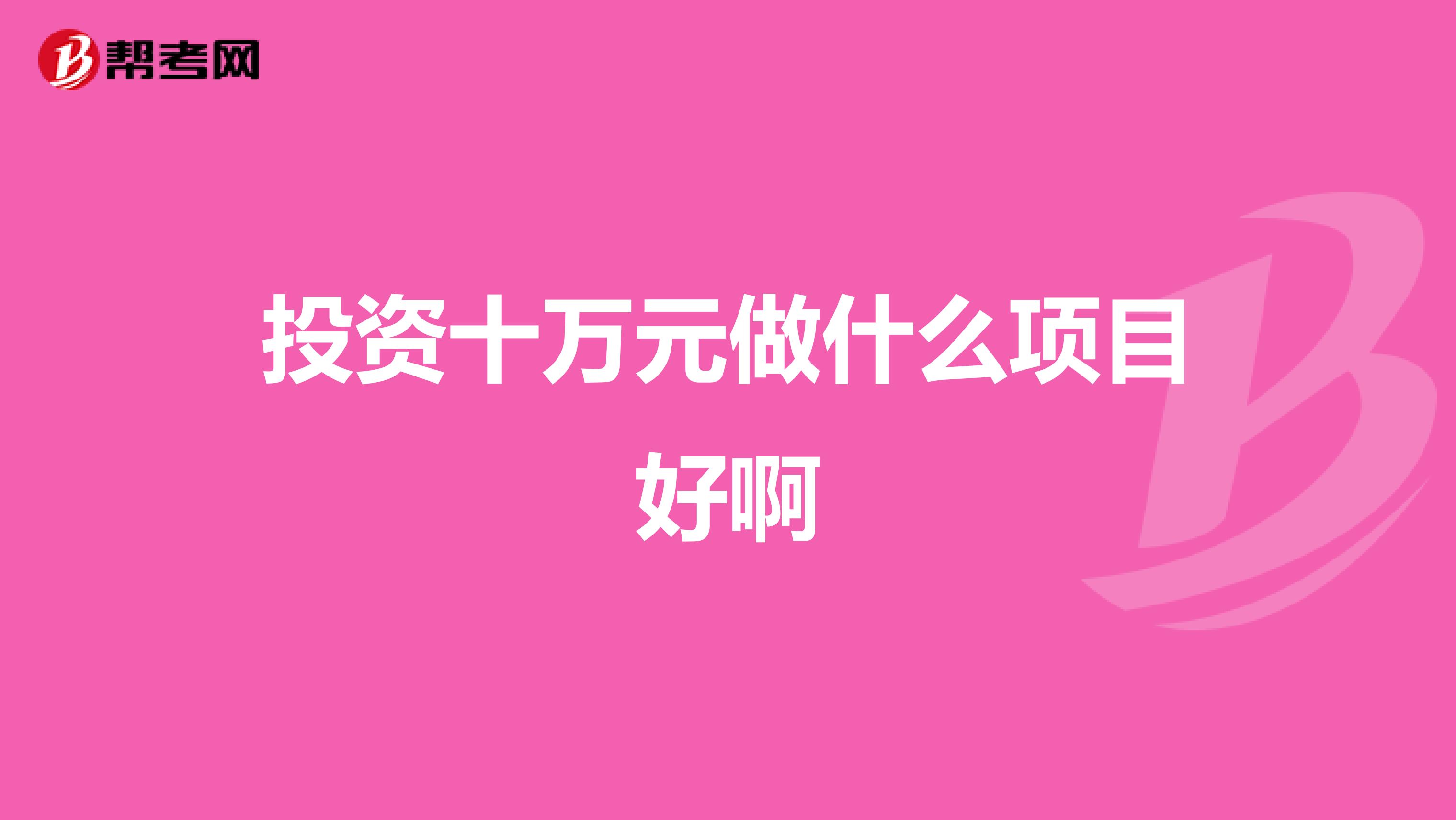 投资十万元做什么项目好啊