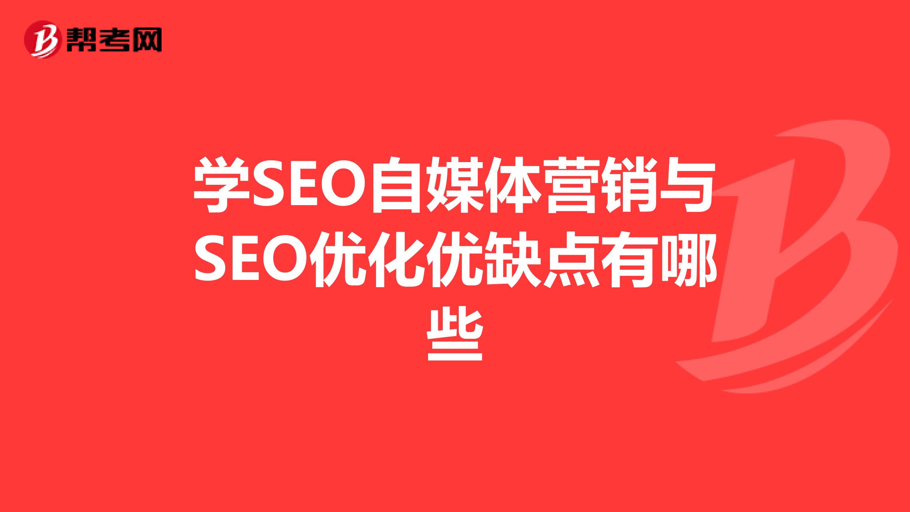 学SEO自媒体营销与SEO优化优缺点有哪些