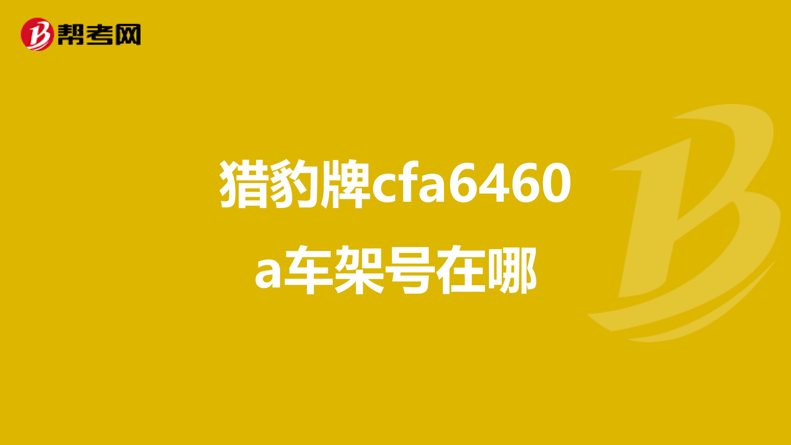 猎豹牌cfa6460a车架号在哪