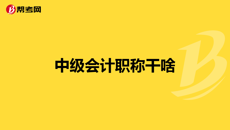 中级会计职称干啥