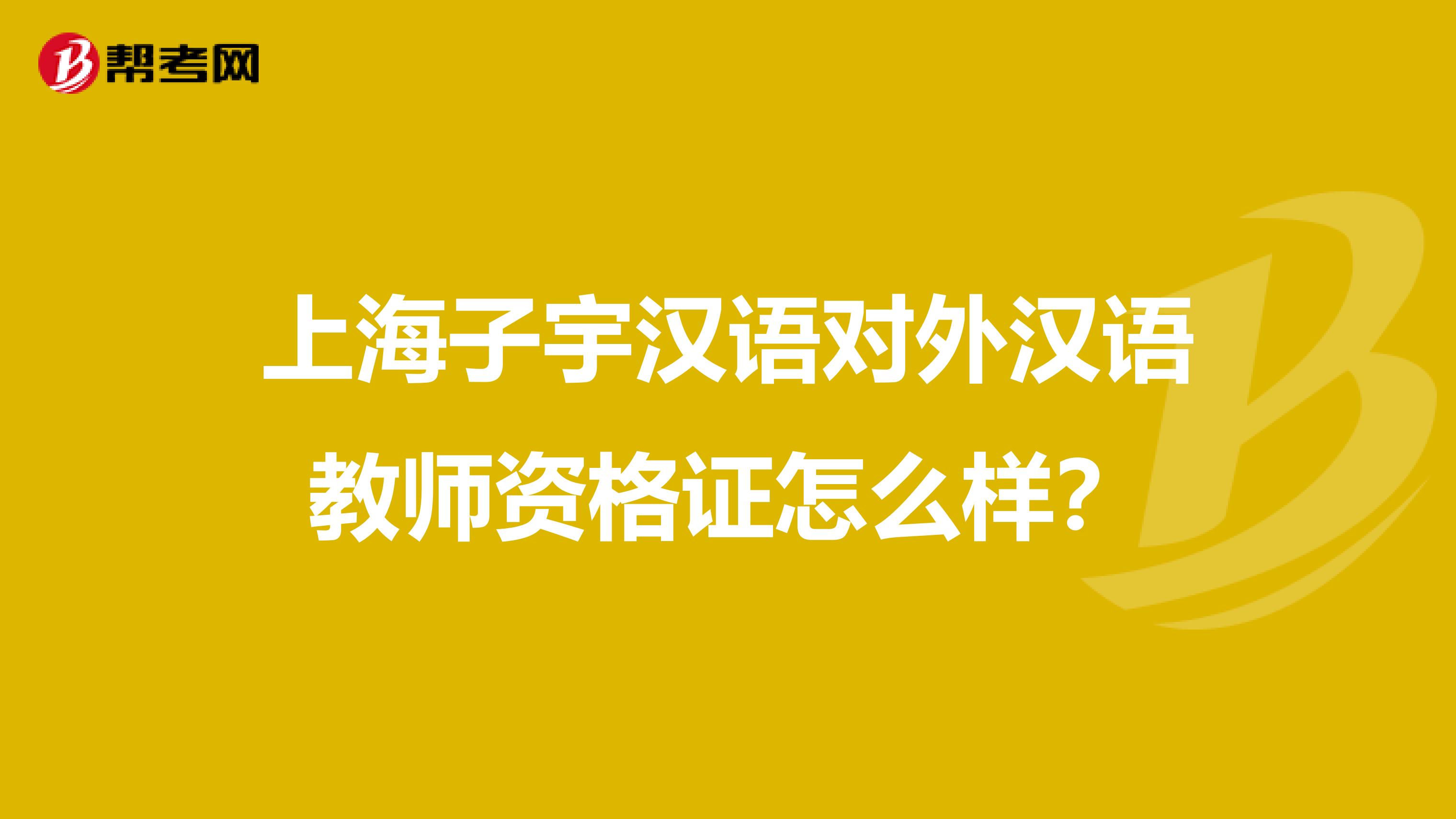 上海子宇汉语对外汉语教师资格证怎么样?