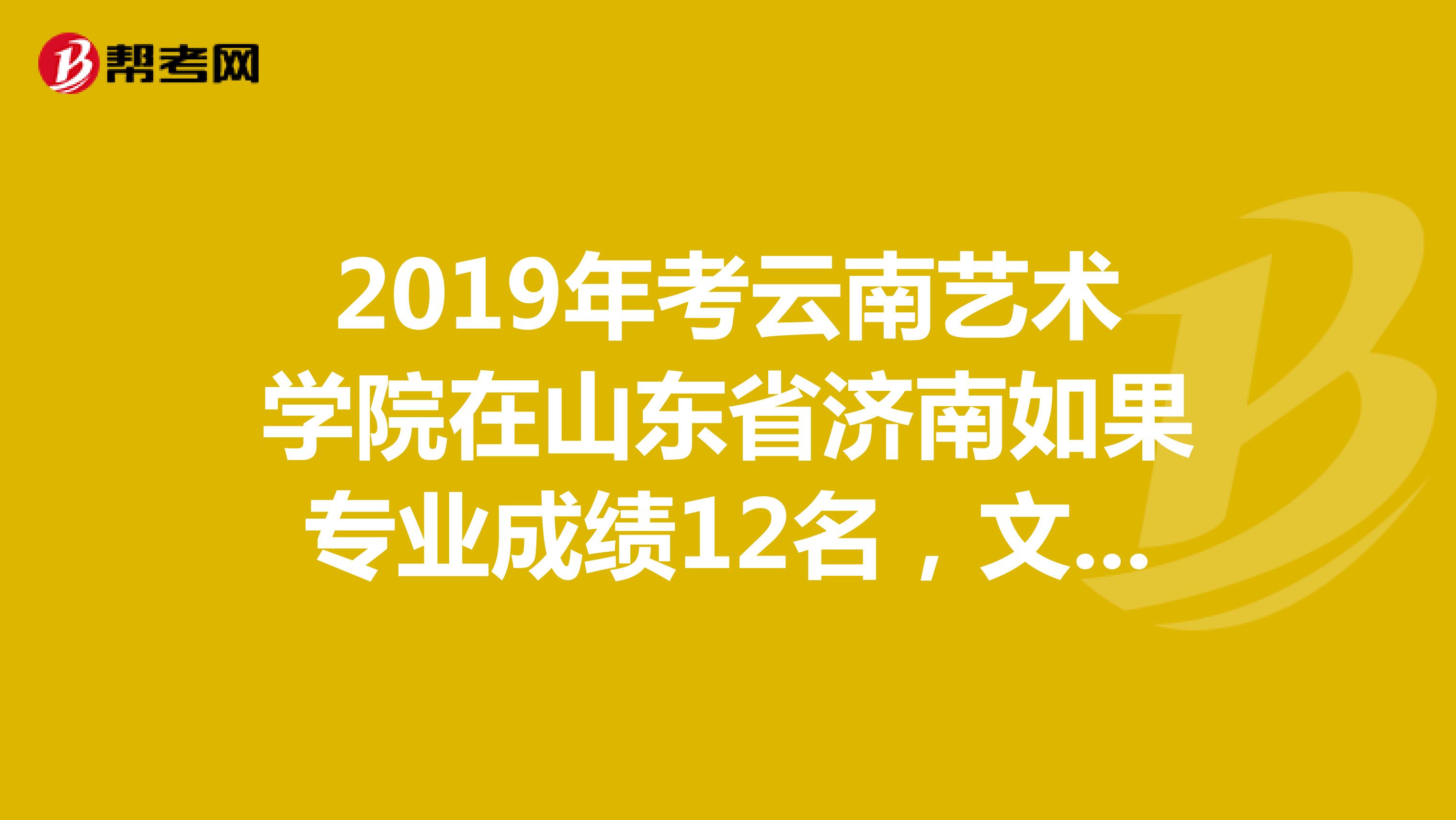 2019年考云南艺术学院在山东省济南如果专业成绩12名，文化课过线能不能上？