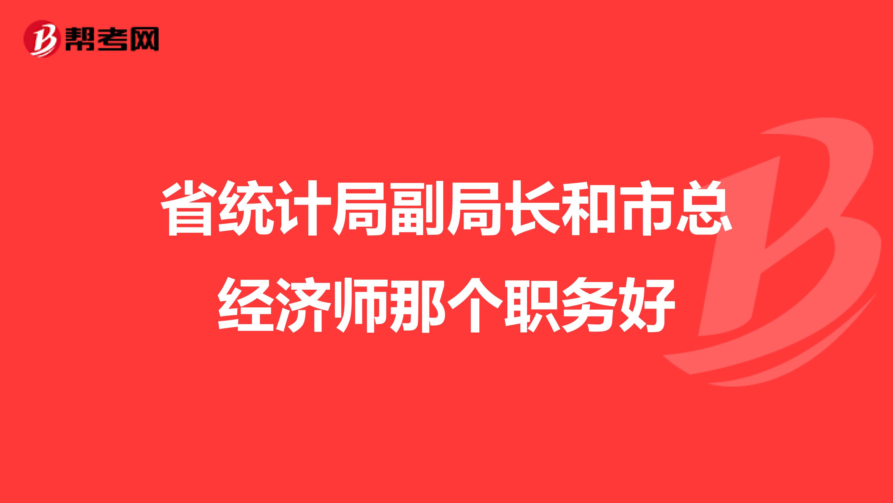 省统计局副局长和市总经济师那个职务好