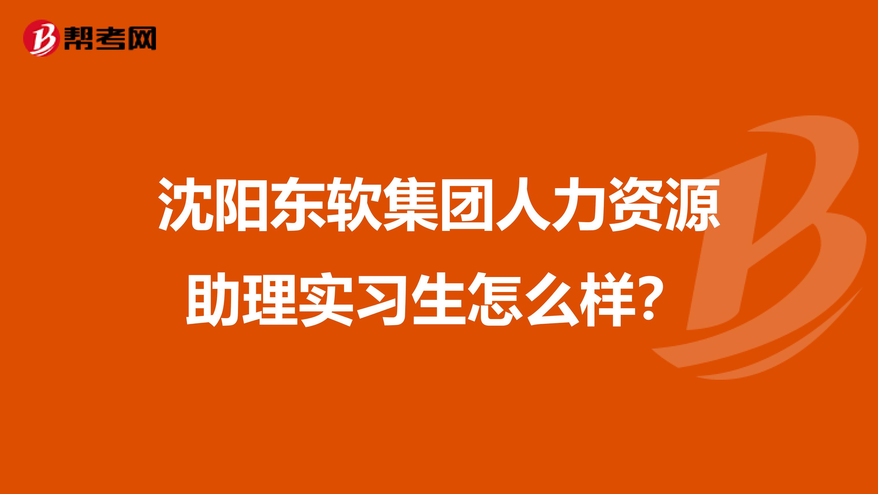 沈阳东软集团人力资源助理实习生怎么样？