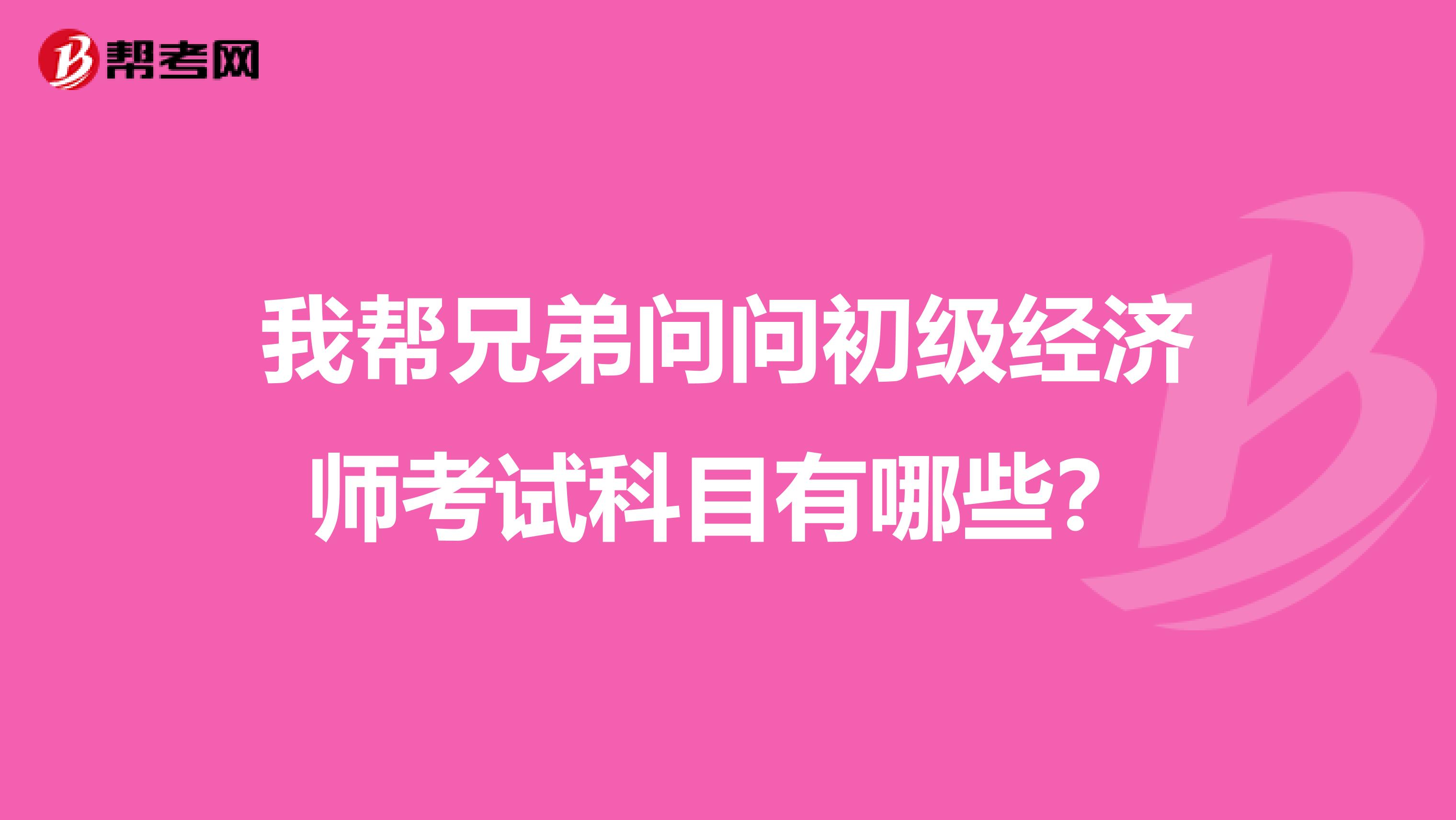 我帮兄弟问问初级经济师考试科目有哪些?