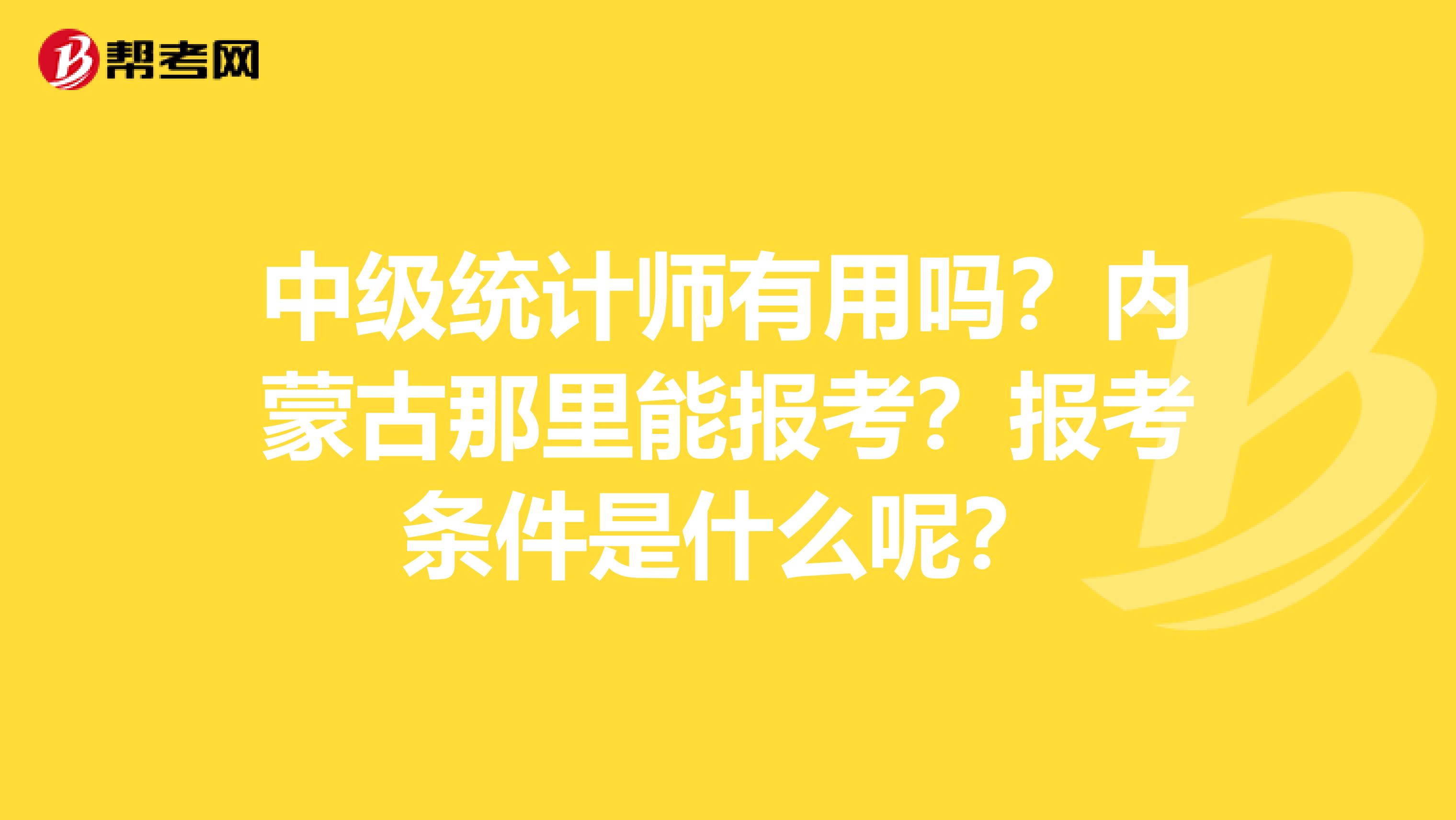 中级统计师有用吗?内蒙古那里能报考?报考条件是什么呢?