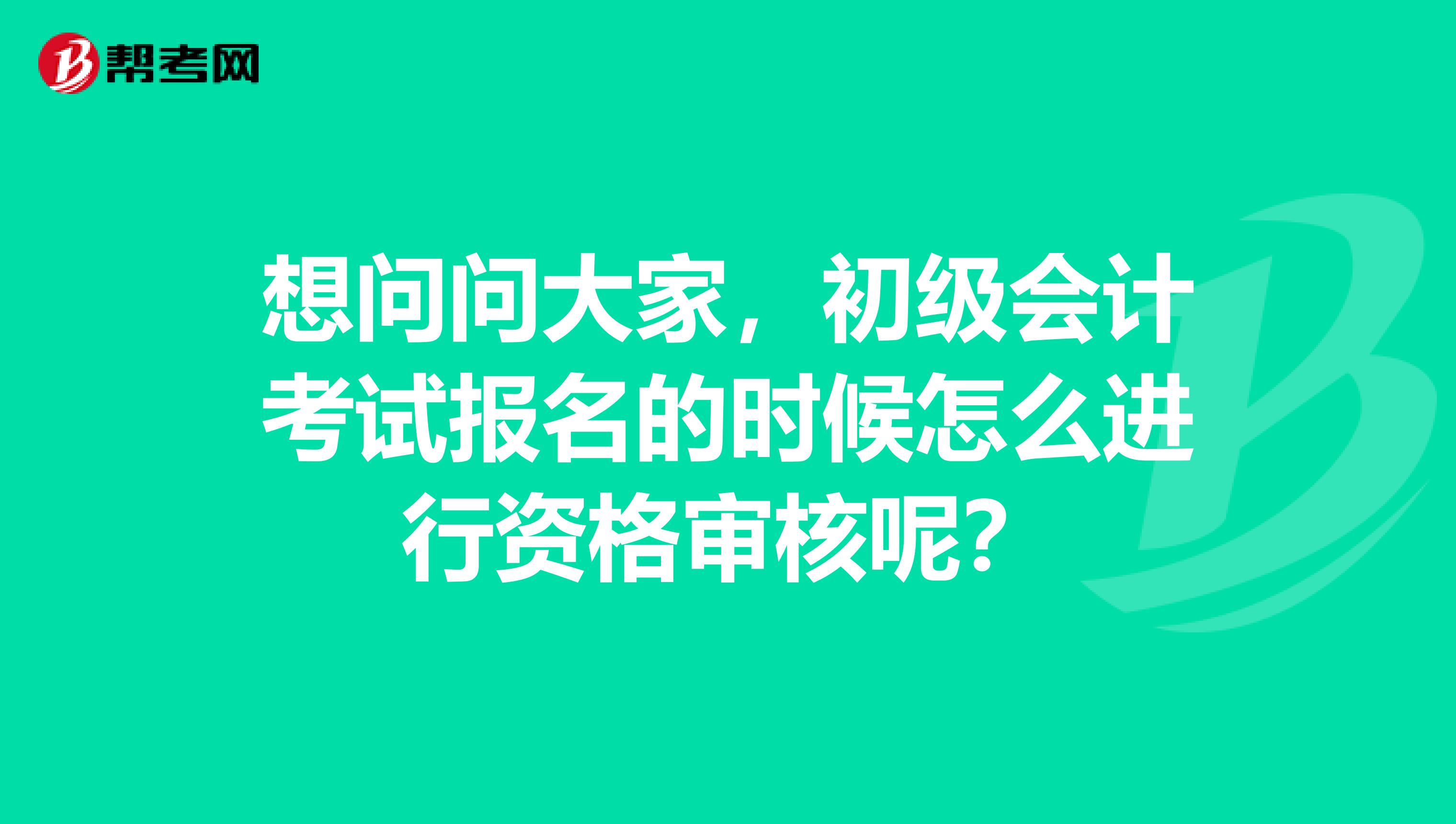 想问问大家,初级会计考试报名的时候怎么进行资格审核呢?