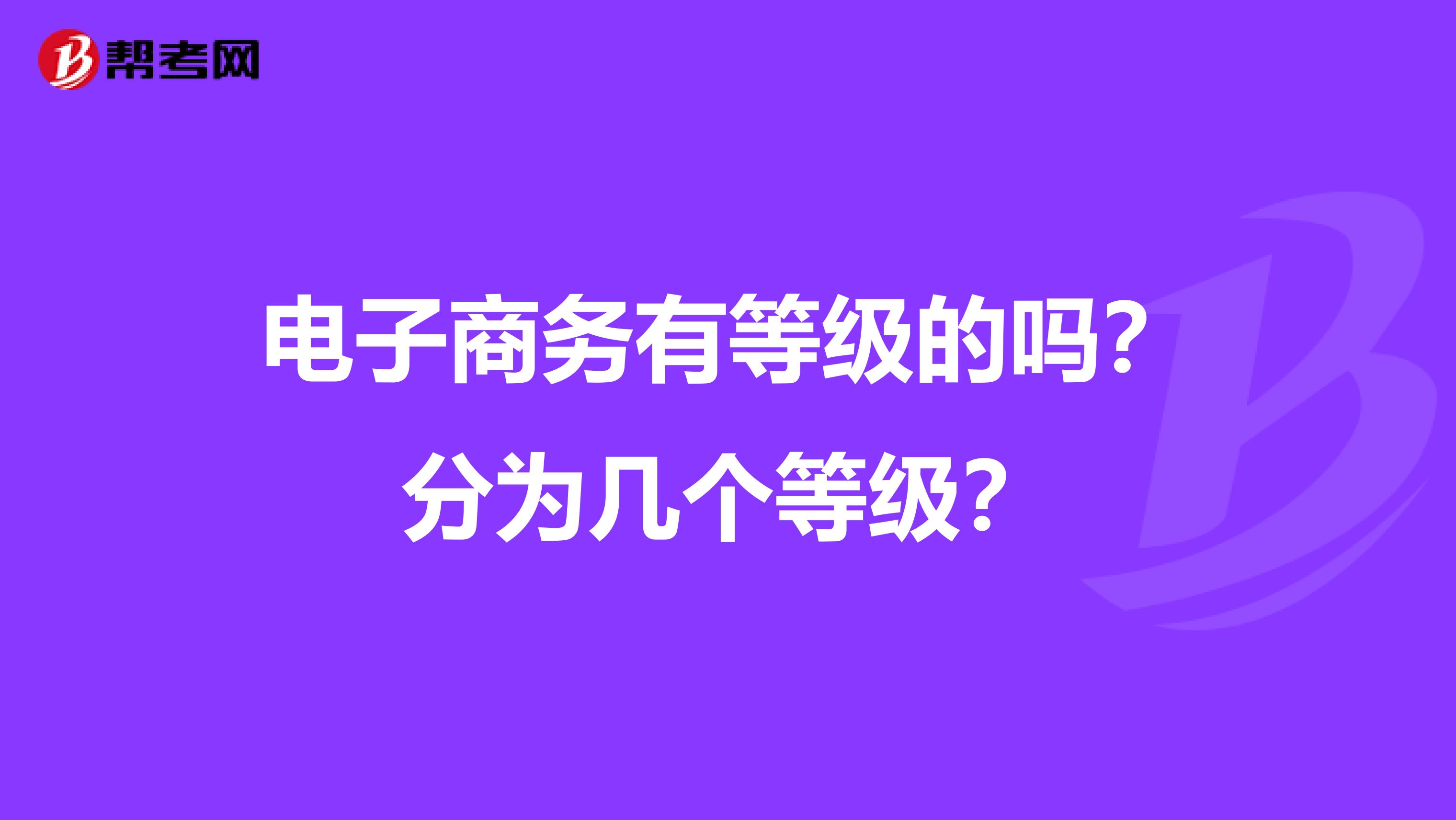 电子商务有等级的吗？分为几个等级？