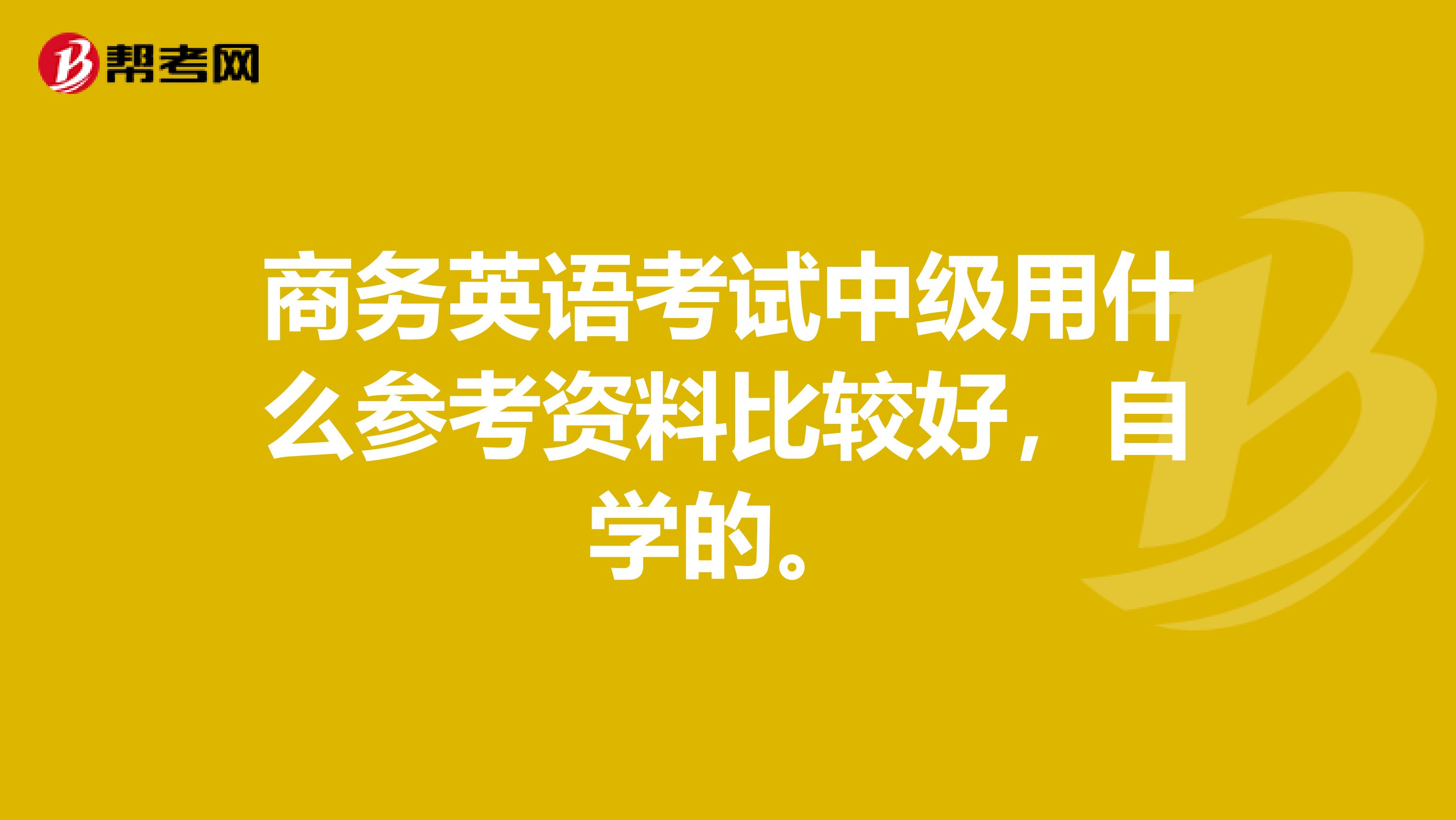 商务英语考试中级用什么参考资料比较好，自学的。