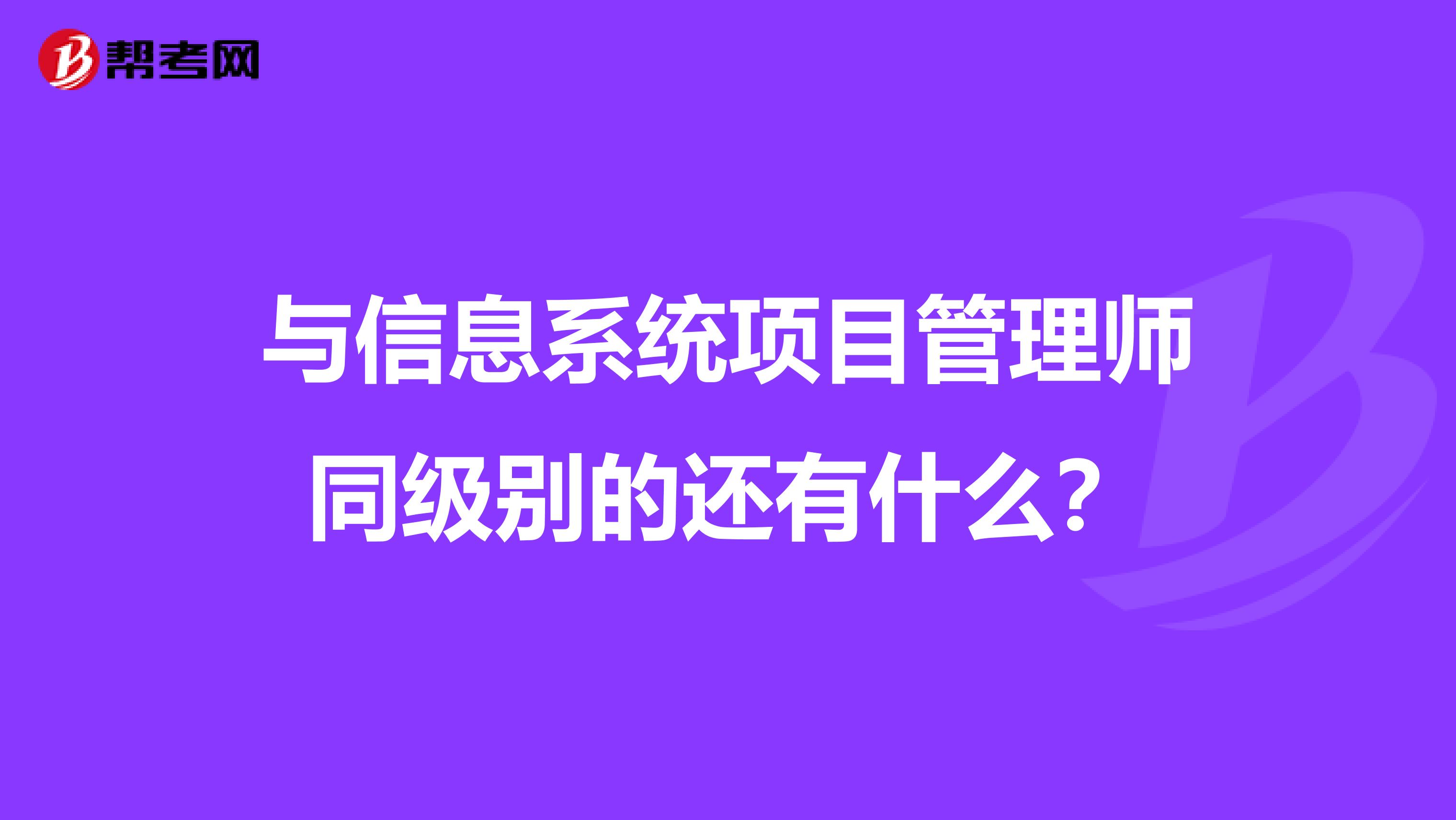 与信息系统项目管理师同级别的还有什么?