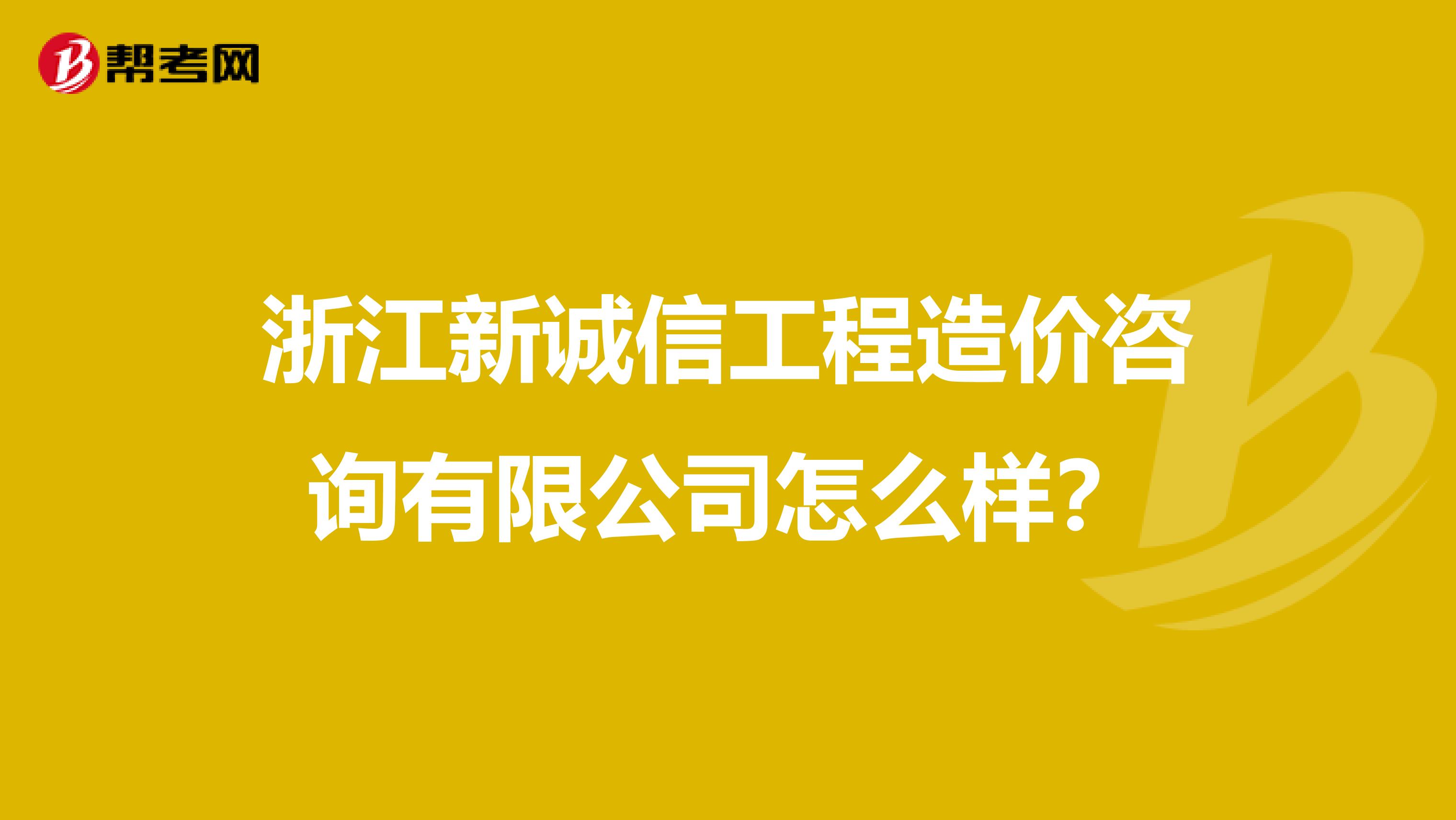 浙江新诚信工程造价咨询有限公司怎么样?
