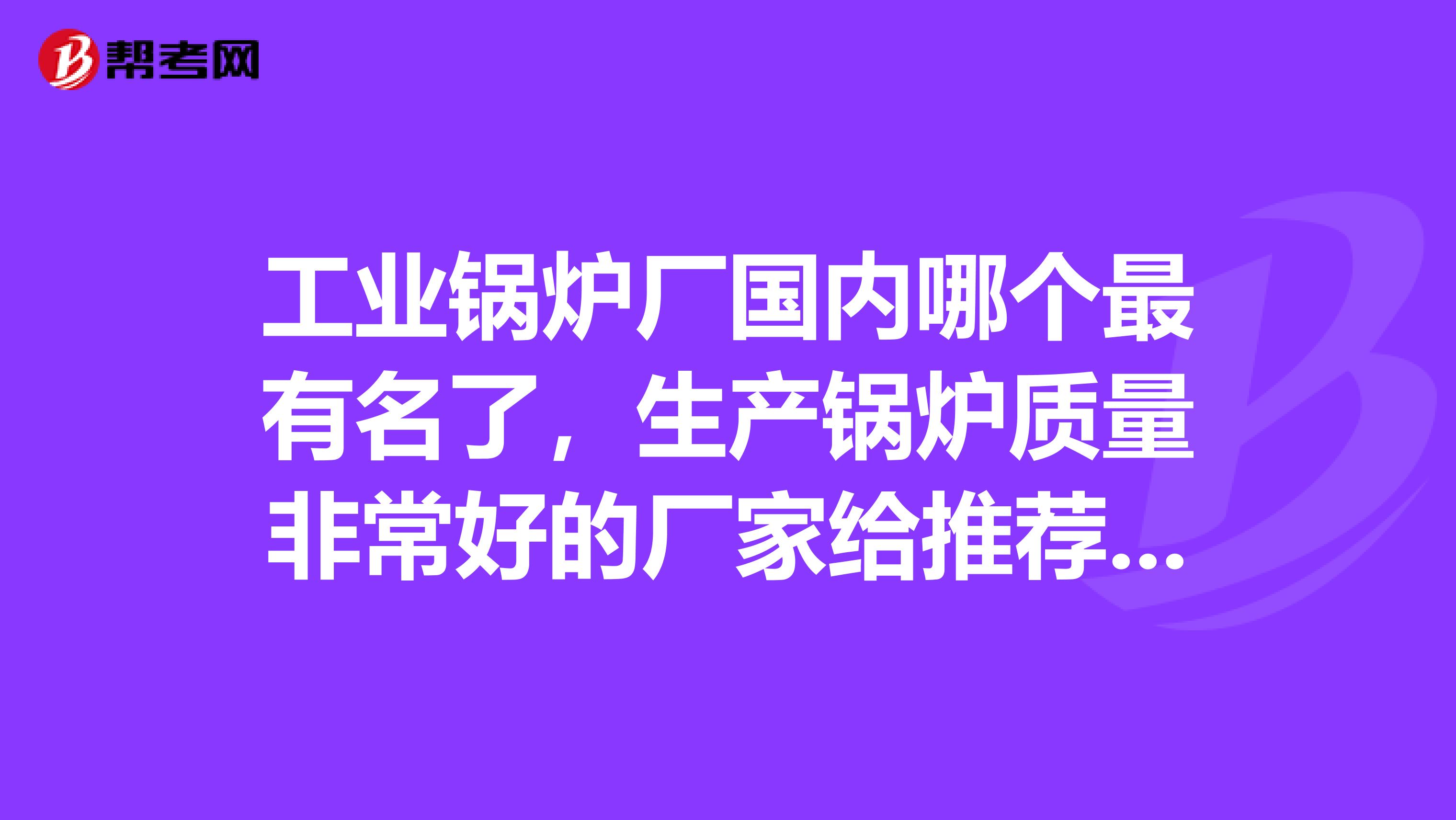 工业锅炉厂国内哪个最有名了，生产锅炉质量非常好的厂家给推荐一下