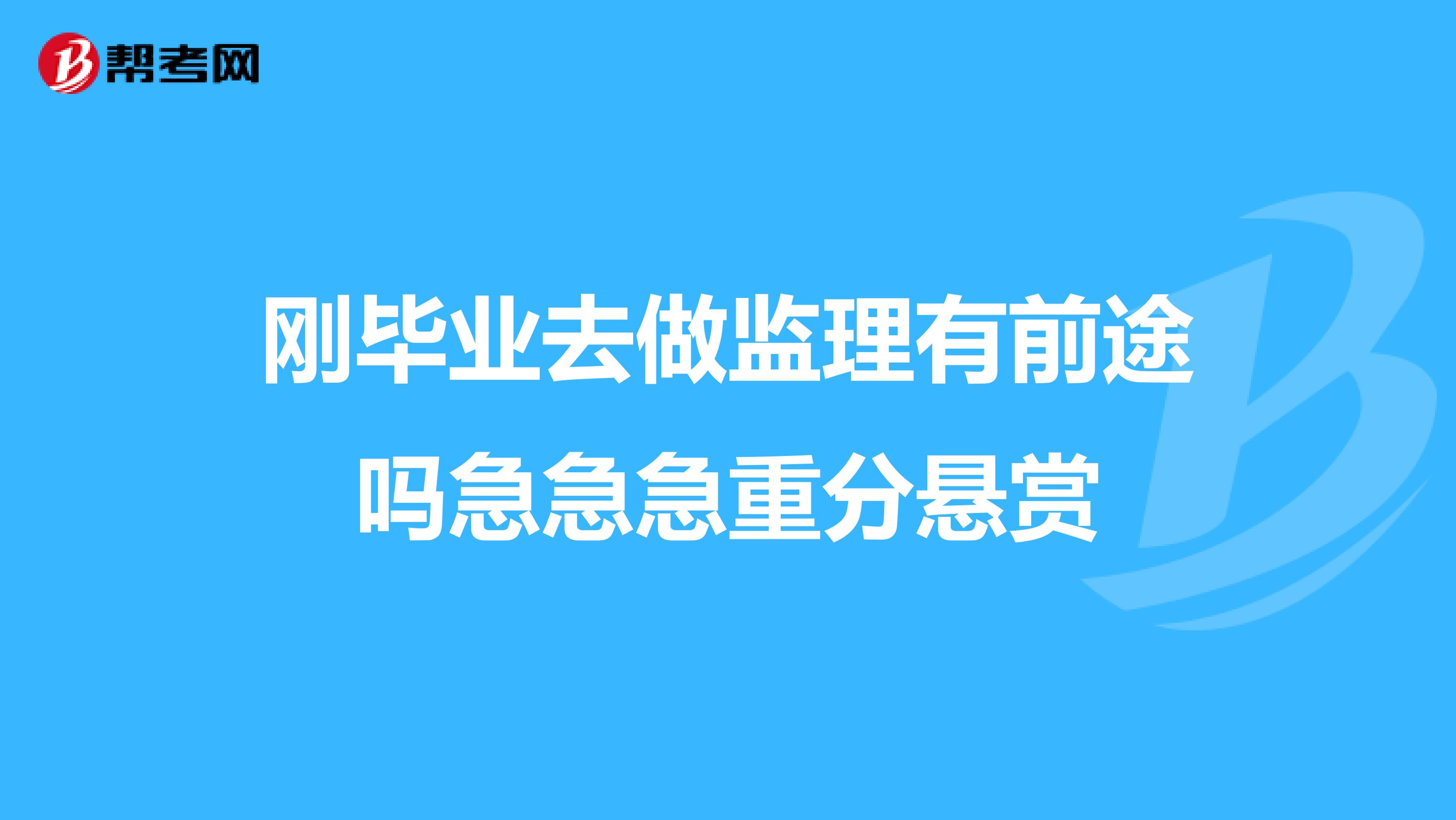 刚毕业去做监理有前途吗急急急重分悬赏