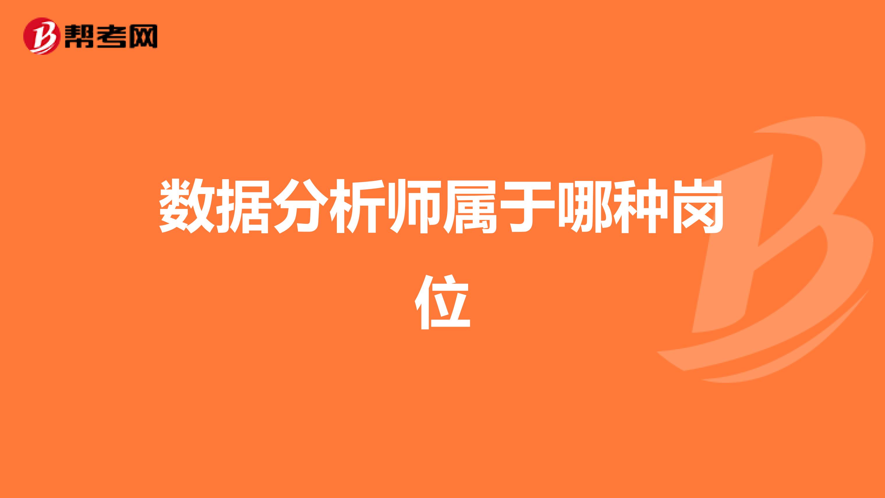 数据分析师属于哪种岗位