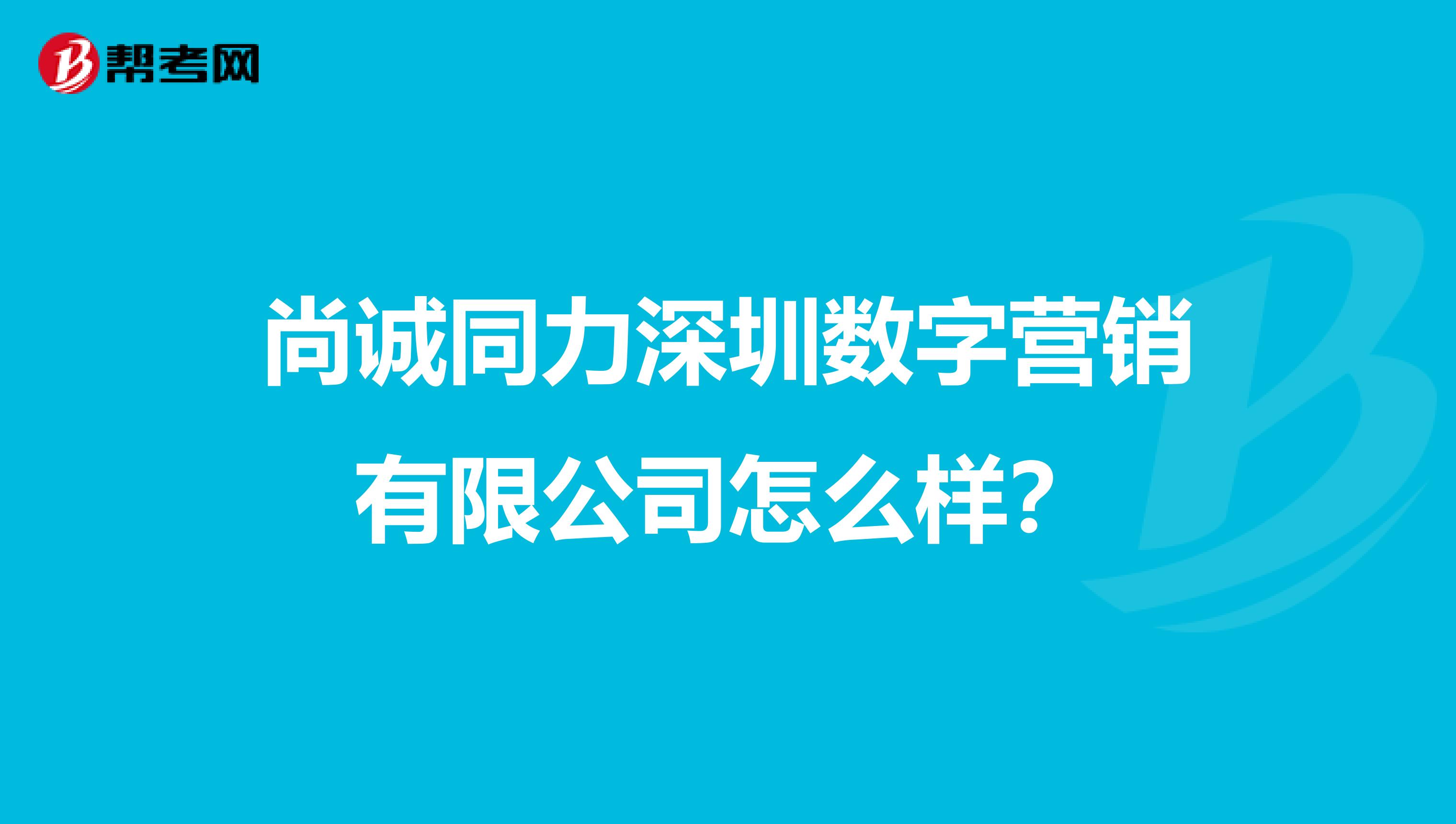 尚诚同力深圳数字营销有限公司怎么样？