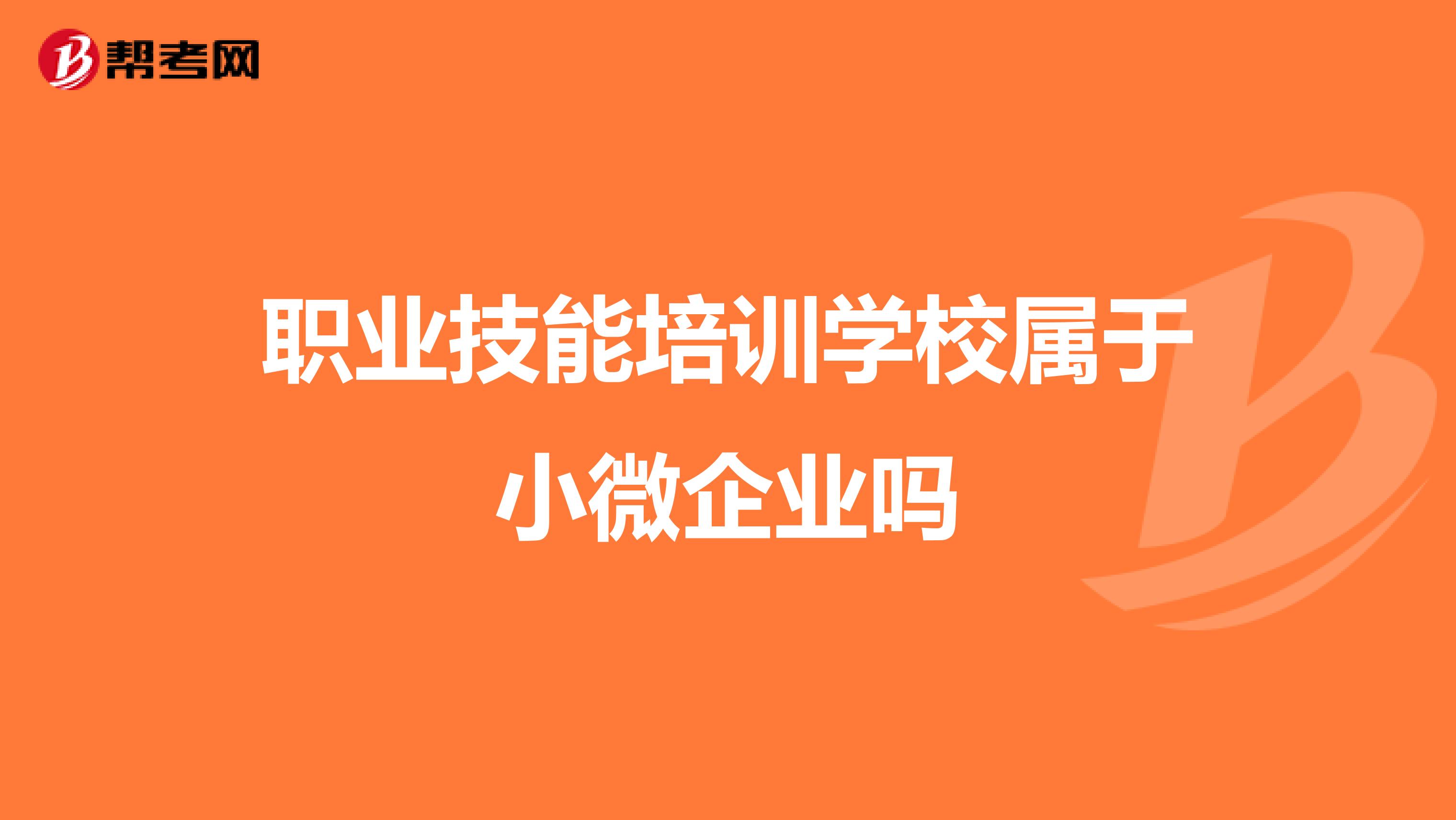 职业技能培训学校属于小微企业吗