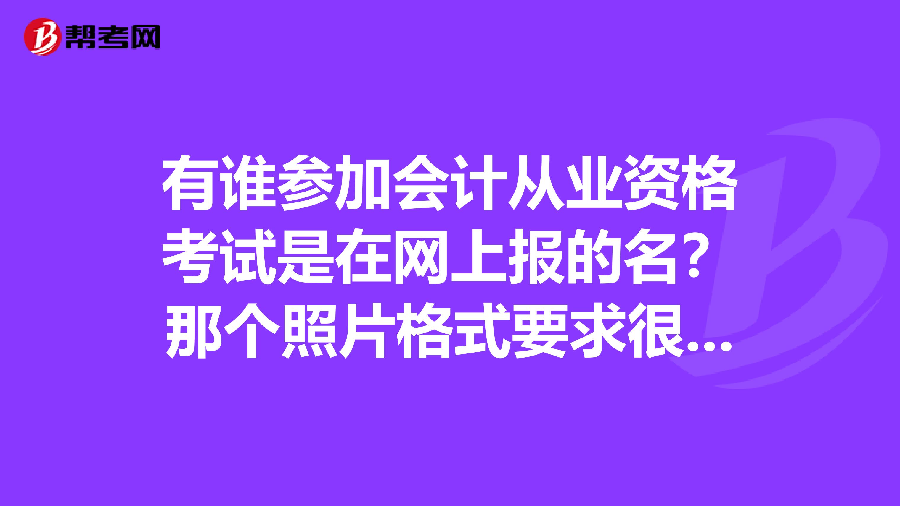 有谁参加会计从业资格考试是在网上报的名？那个照片格式要求很严格吗？