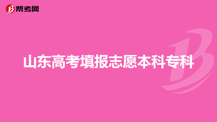 山东高考填报志愿本科专科