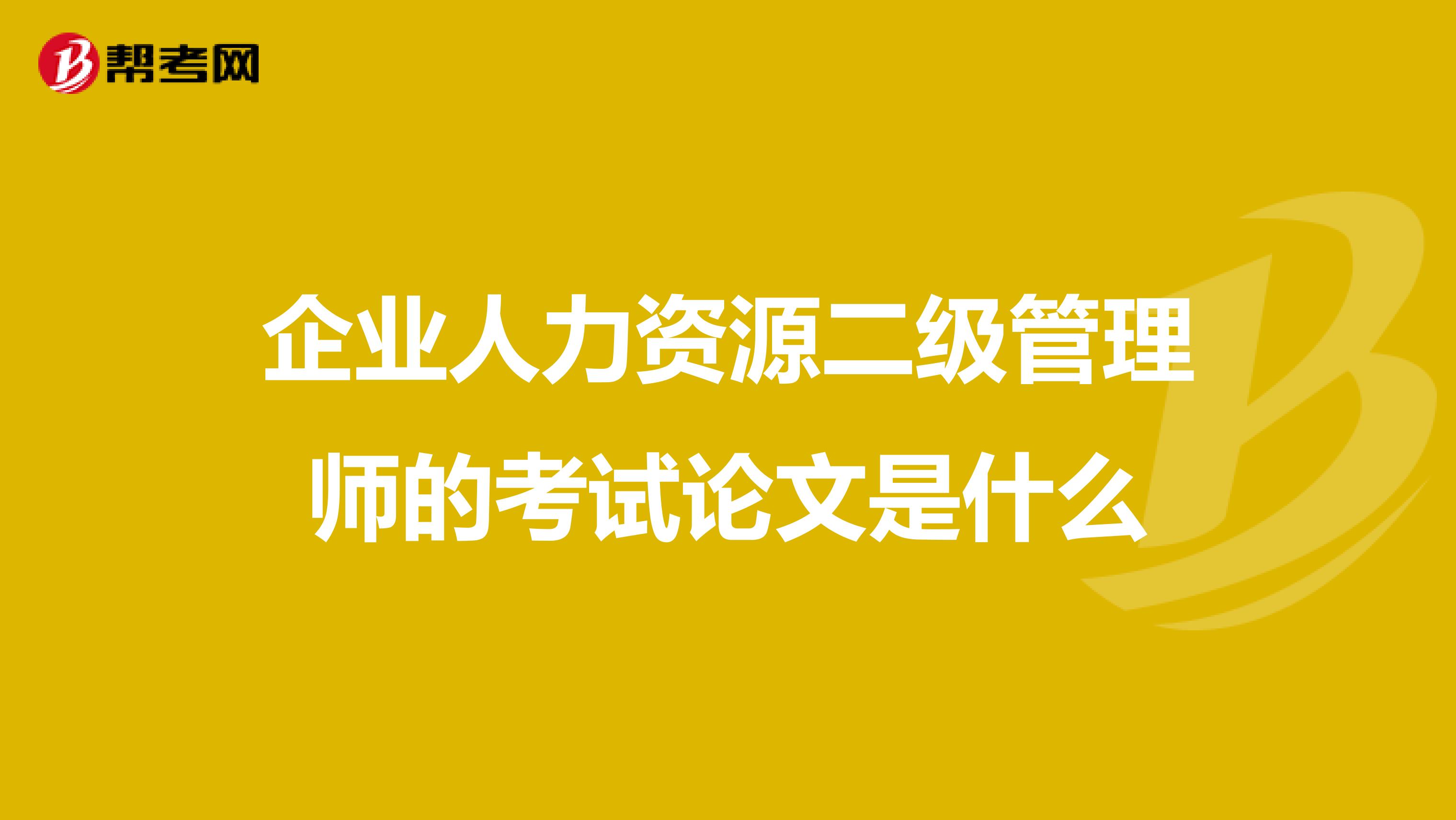 企业人力资源二级管理师的考试论文是什么
