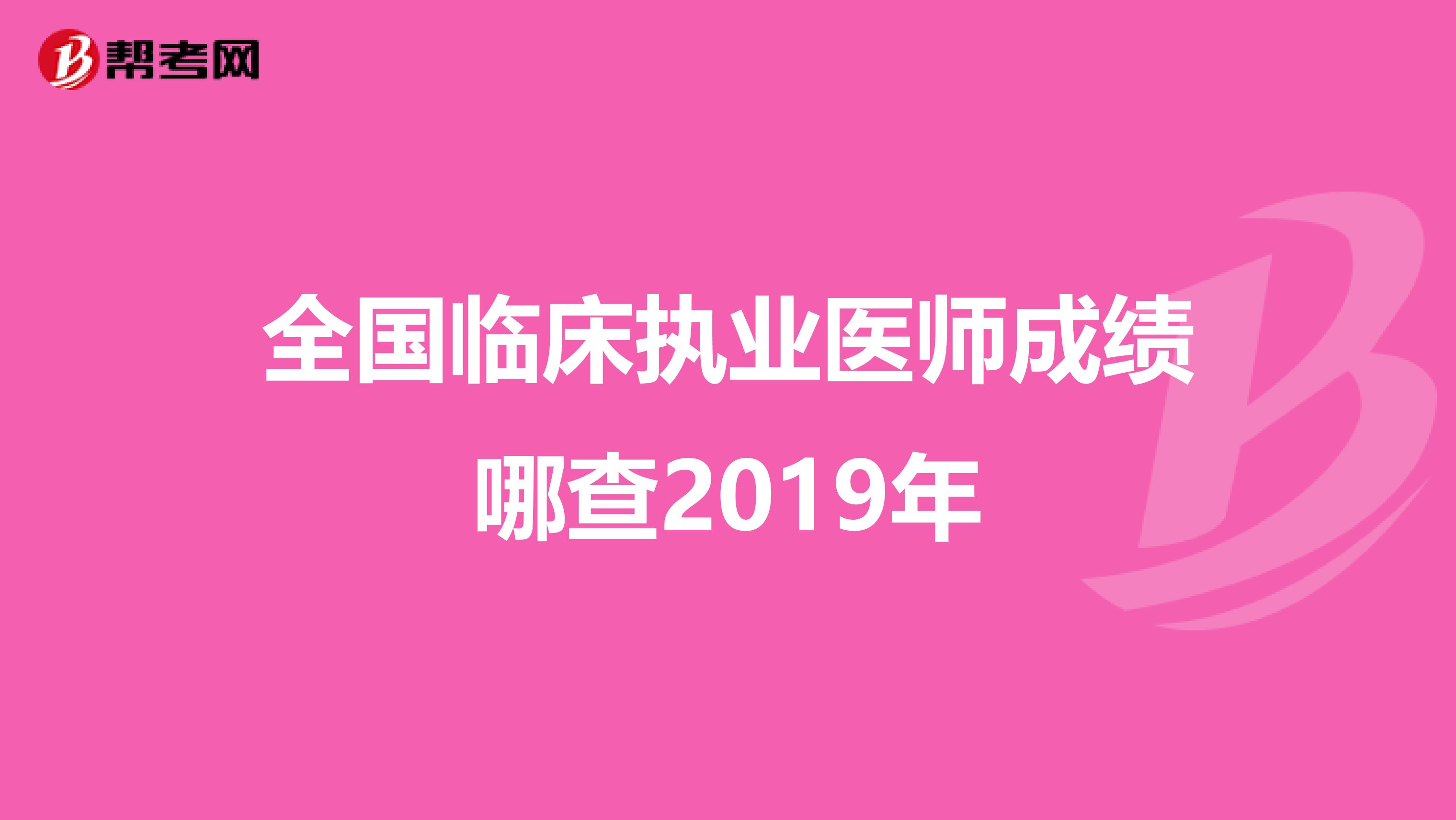 全国临床执业医师成绩哪查2019年