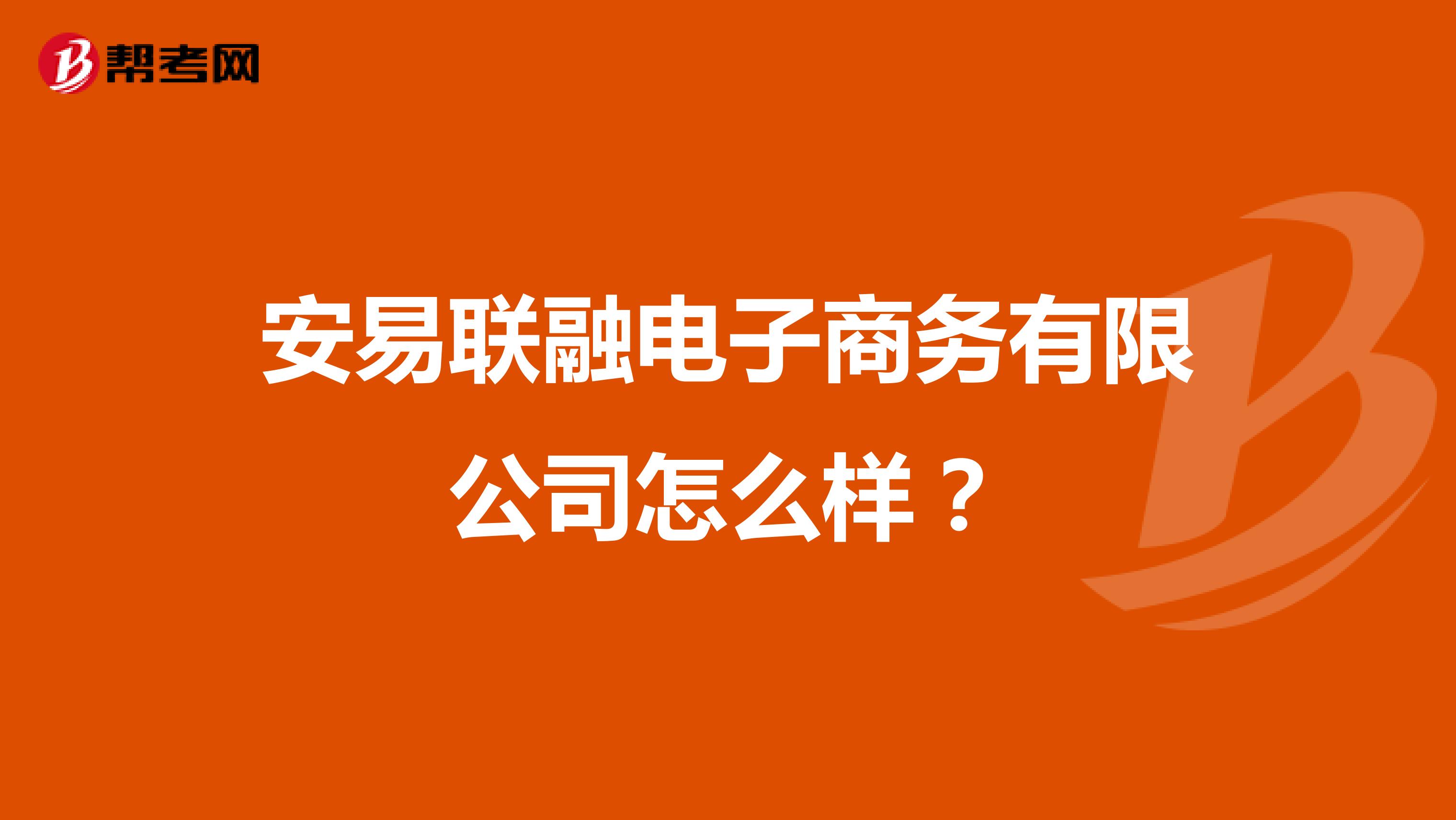 安易联融电子商务有限公司怎么样?