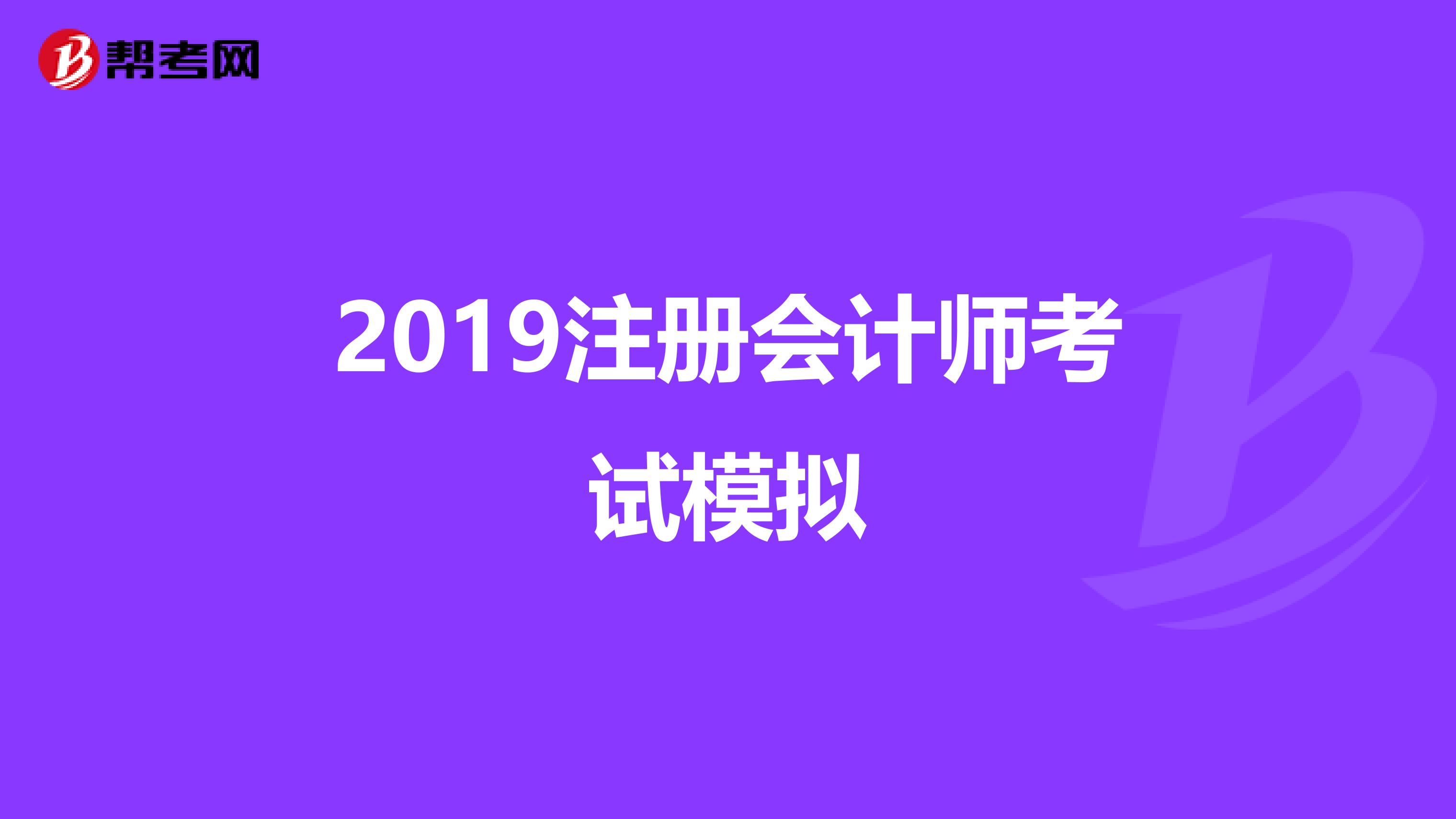 2019注册会计师考试模拟
