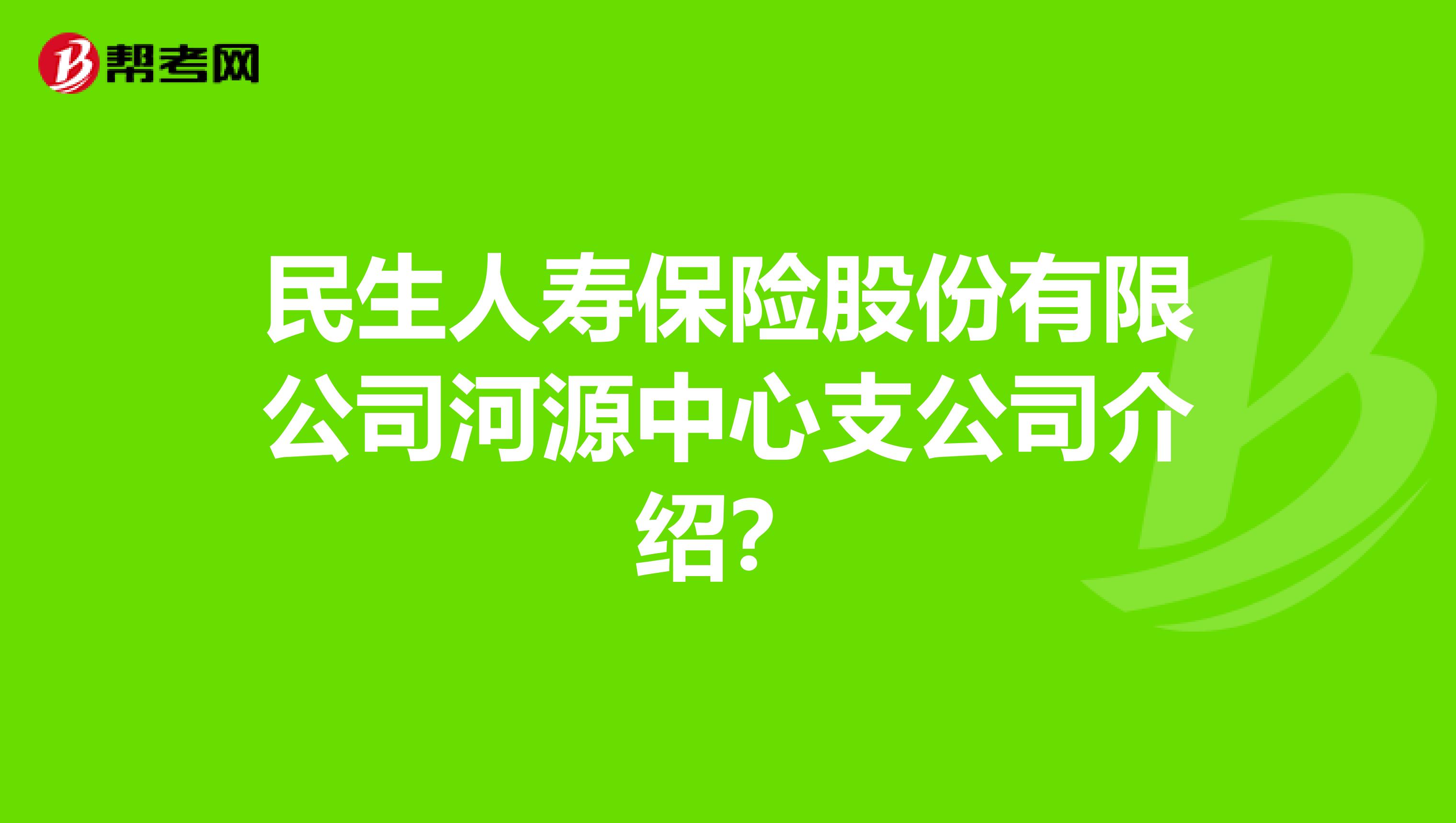 民生人寿保险股份有限公司河源中心支公司介绍?