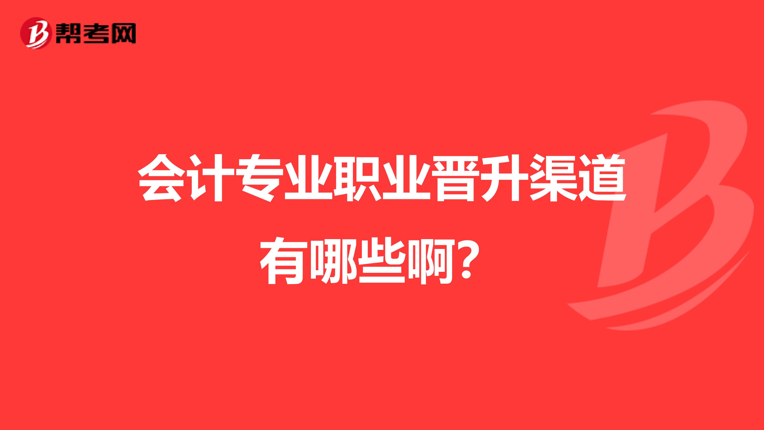 会计专业职业晋升渠道有哪些啊?