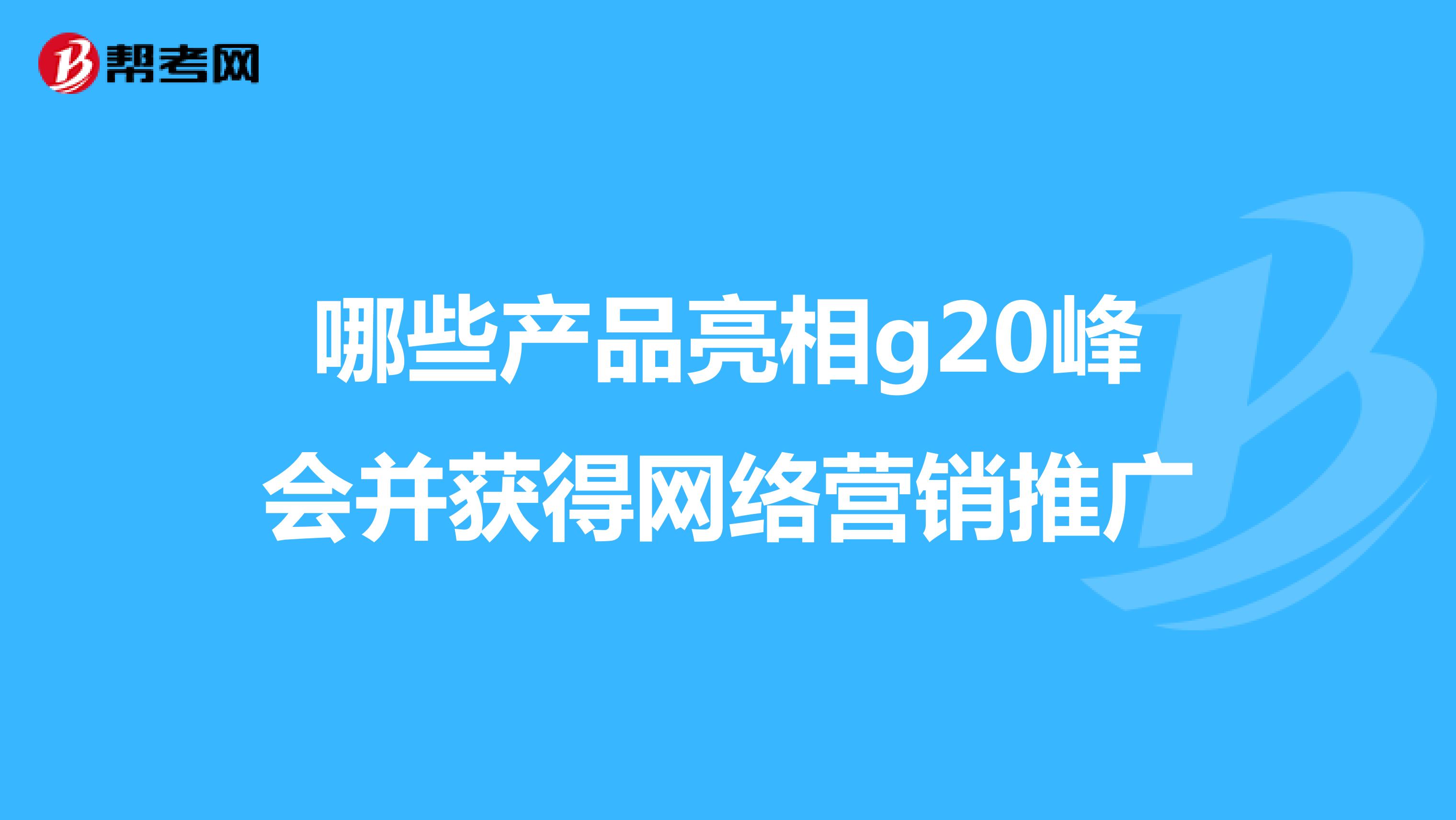 哪些产品亮相g20峰会并获得网络营销推广