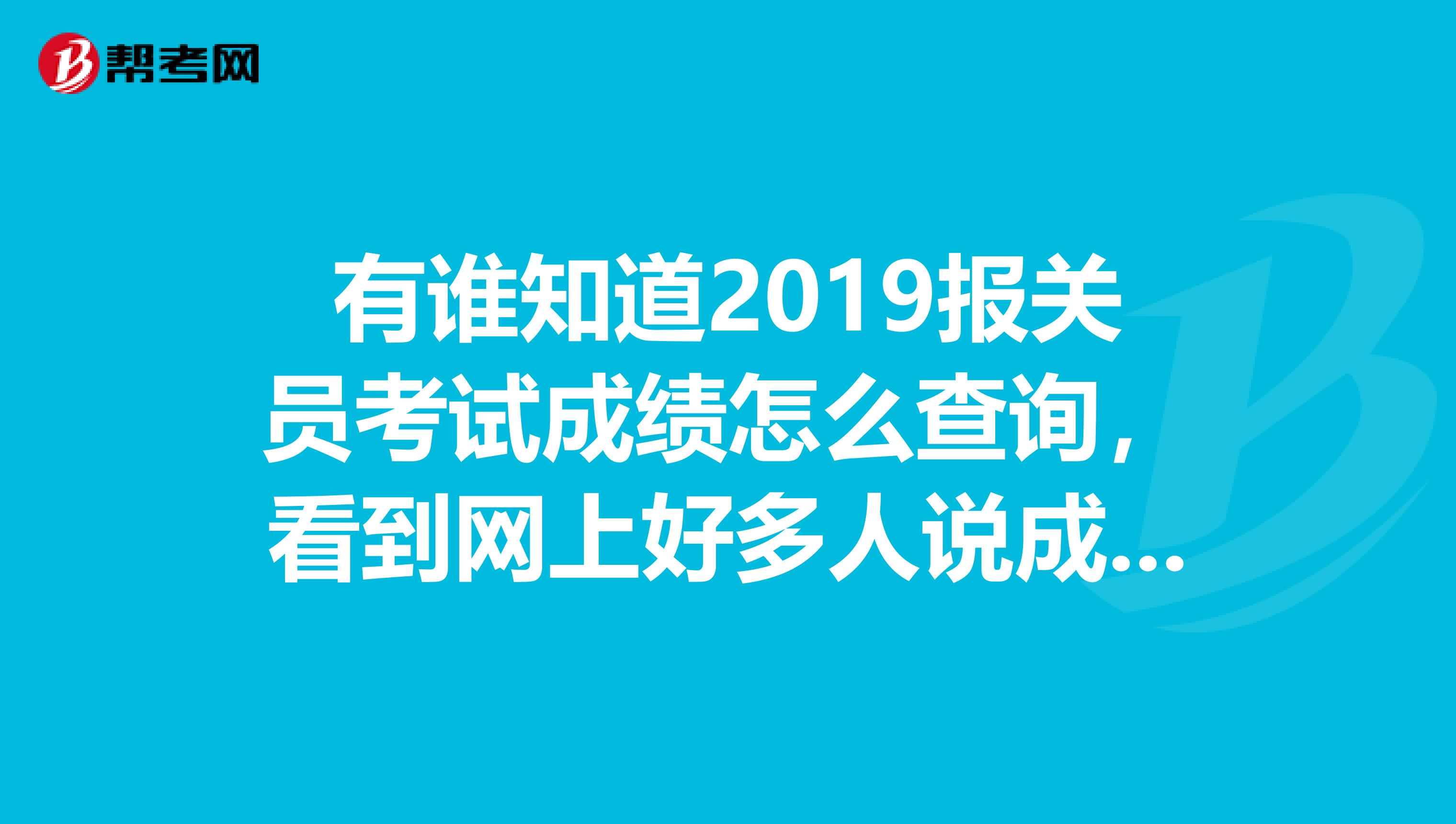 有谁知道2019报关员考试成绩怎么查询，看到网上好多人说成绩出来了，但是查不到呀，请告知如何查询，谢谢