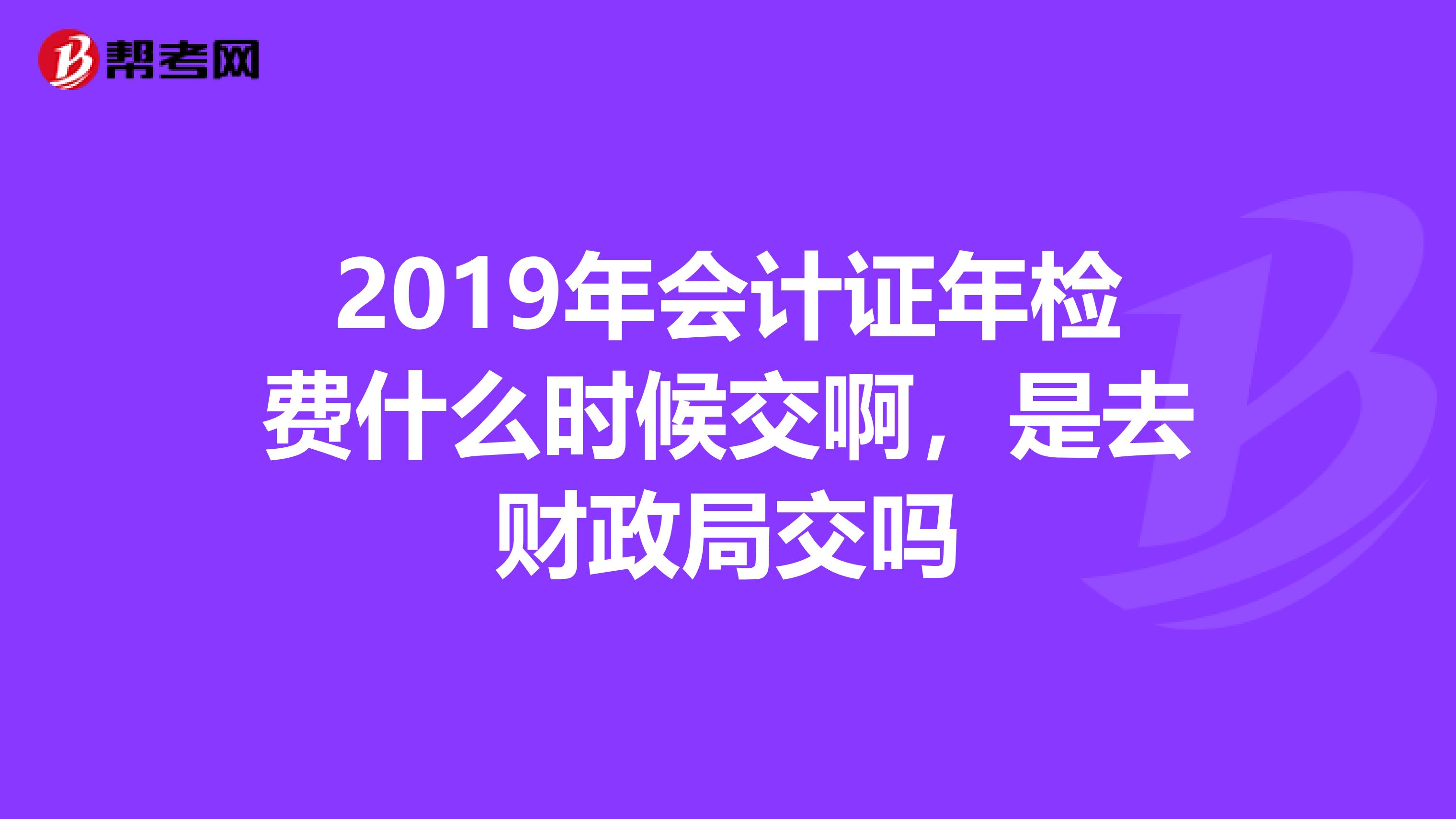 2019年会计证年检费什么时候交啊，是去财政局交吗