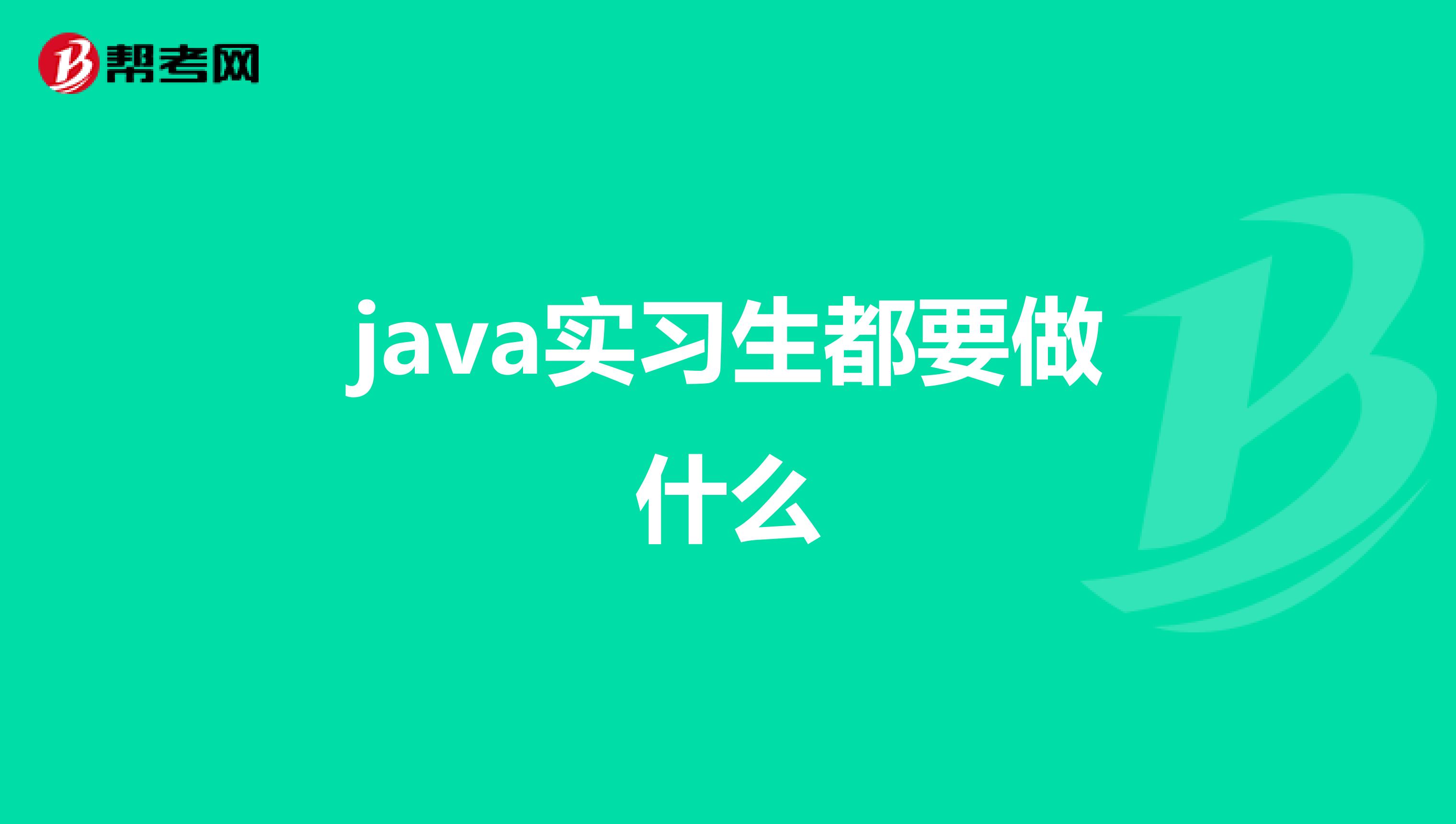 java实习生都要做什么