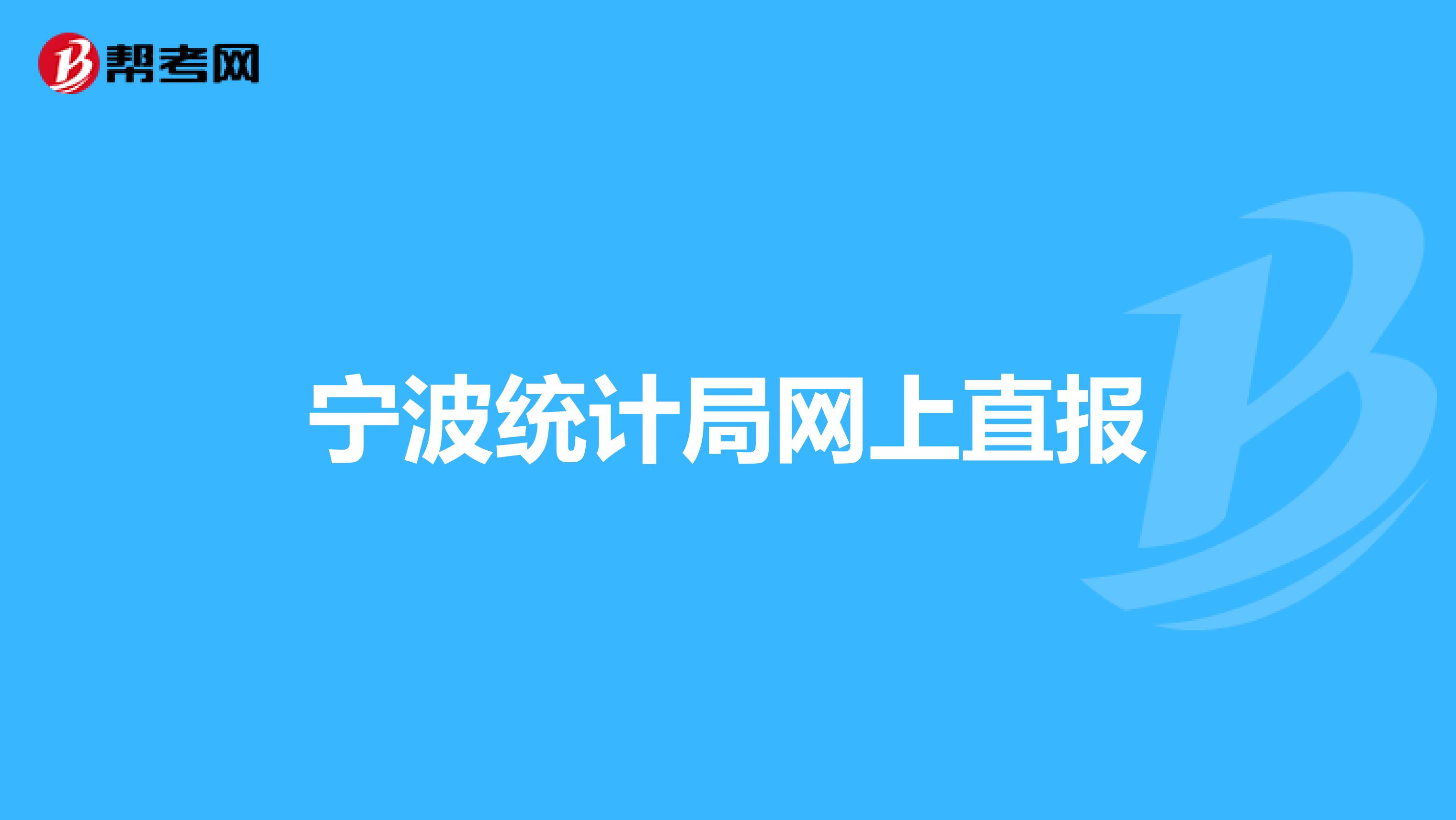 宁波统计局网上直报