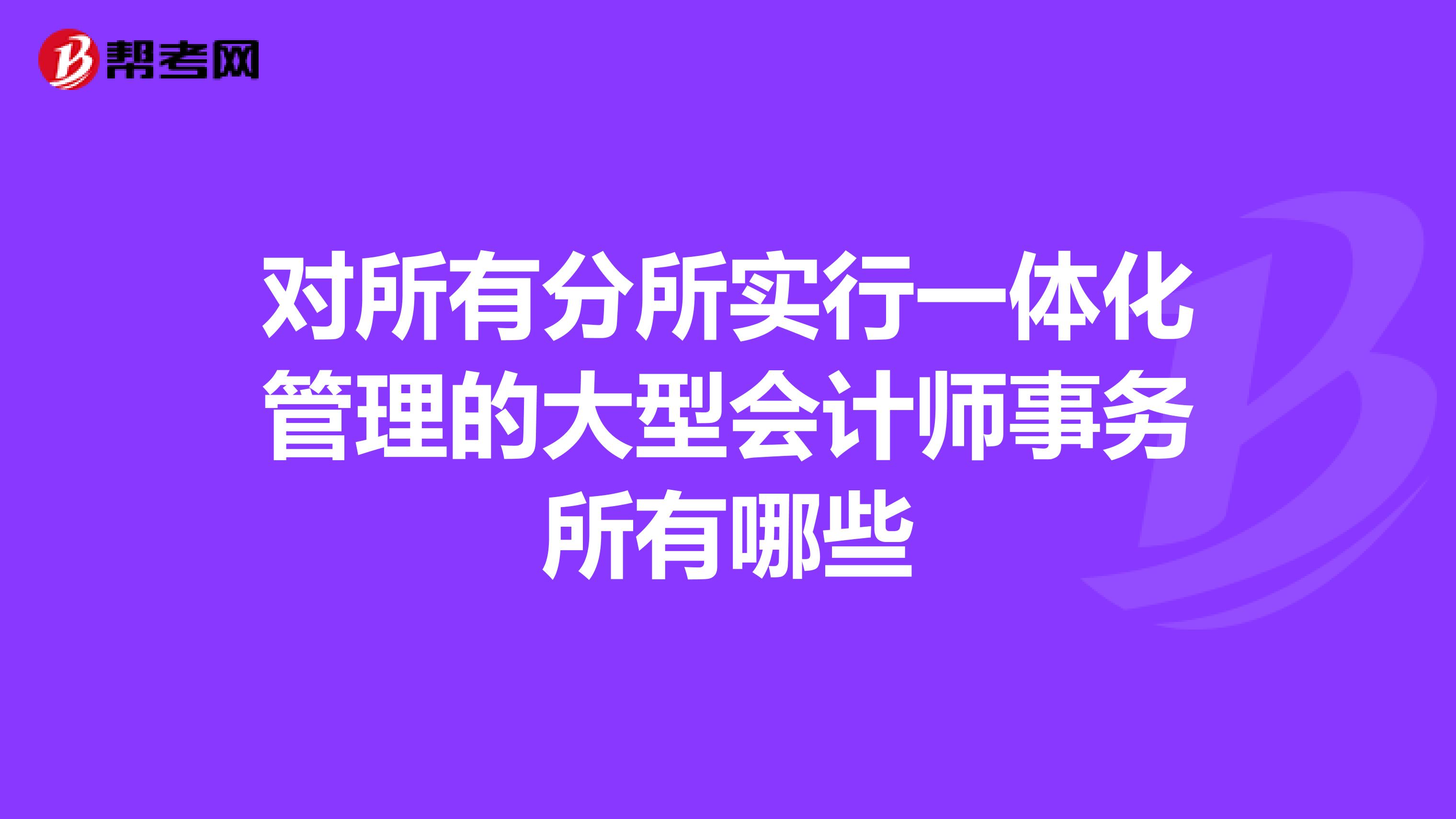对所有分所实行一体化管理的大型会计师事务所有哪些