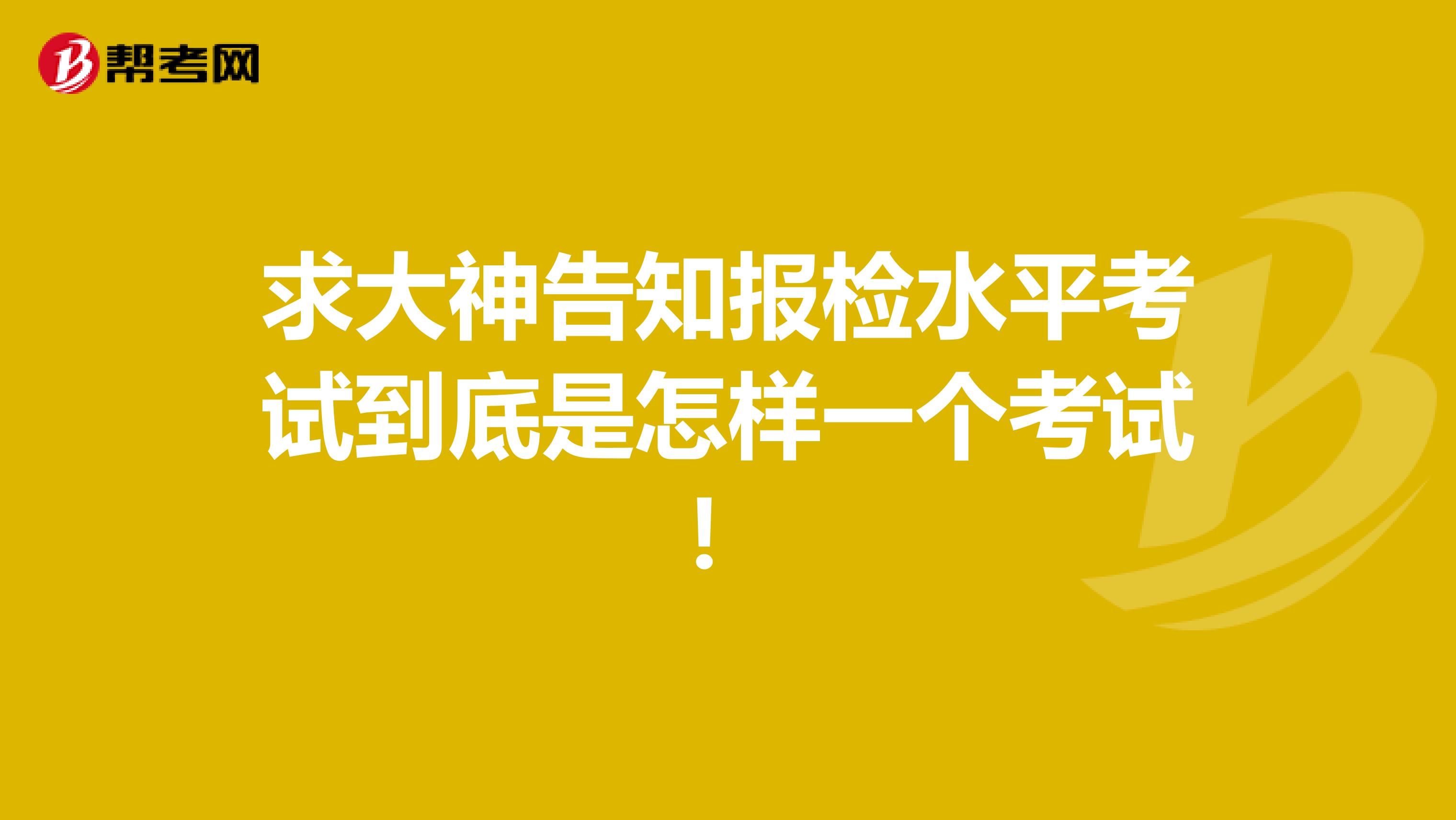 求大神告知报检水平考试到底是怎样一个考试！