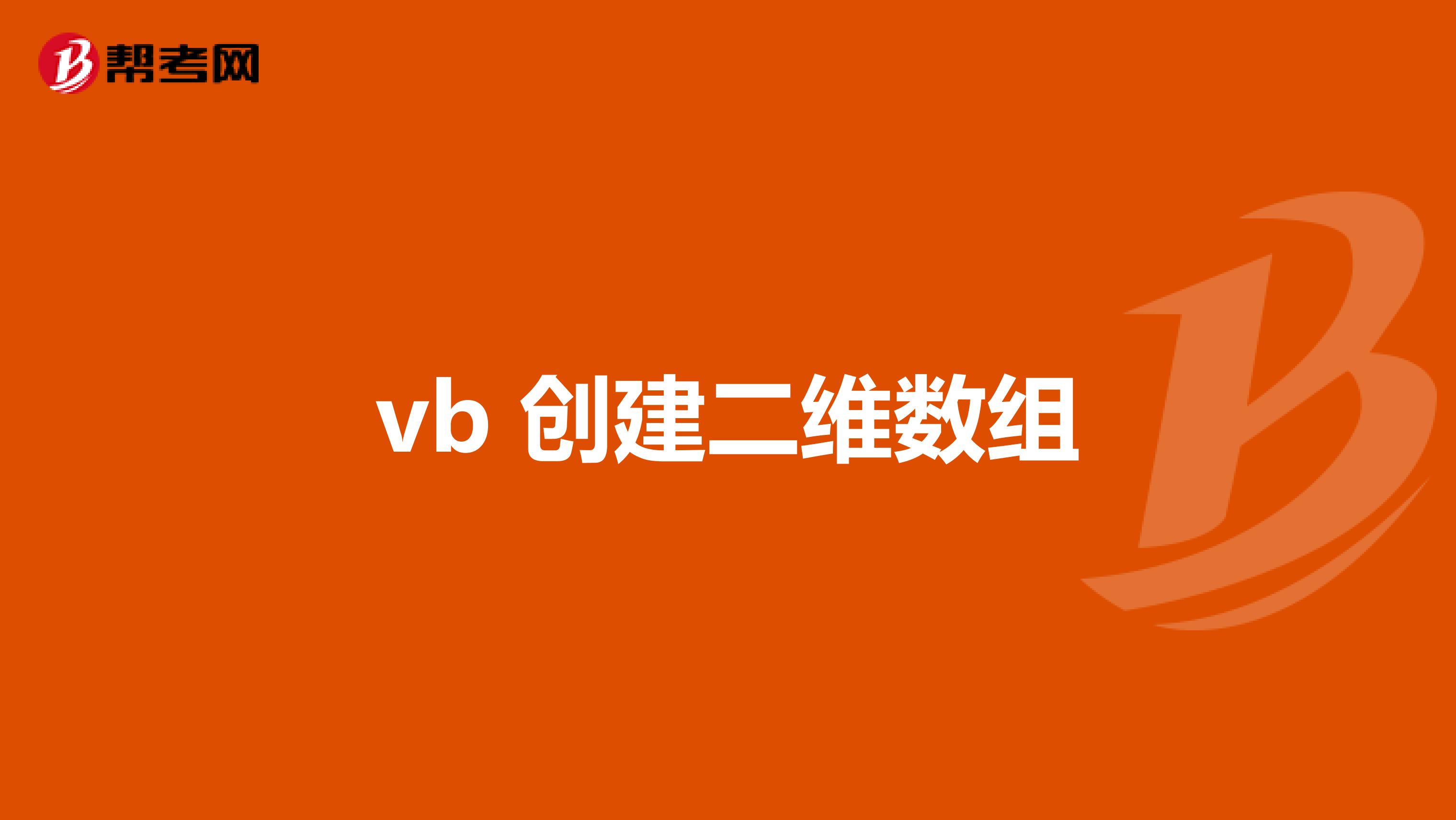 vb 创建二维数组