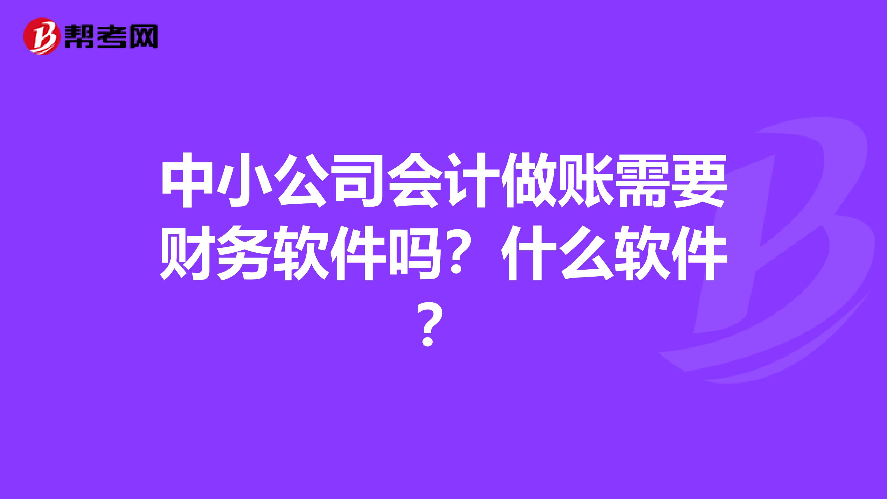 中小公司会计做账需要财务软件吗?什么软件?
