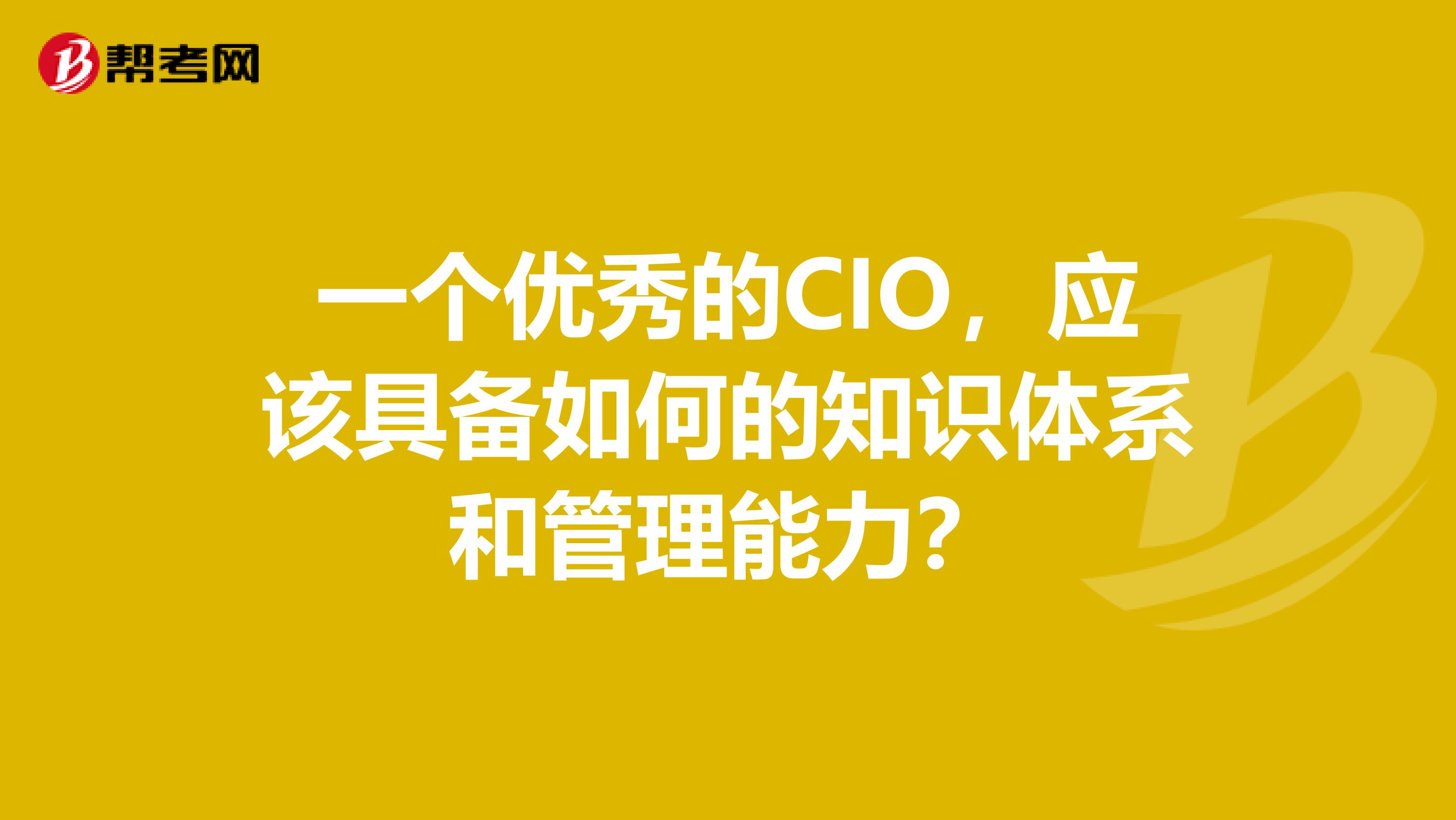 一个优秀的CIO,应该具备如何的知识体系和管理能力?