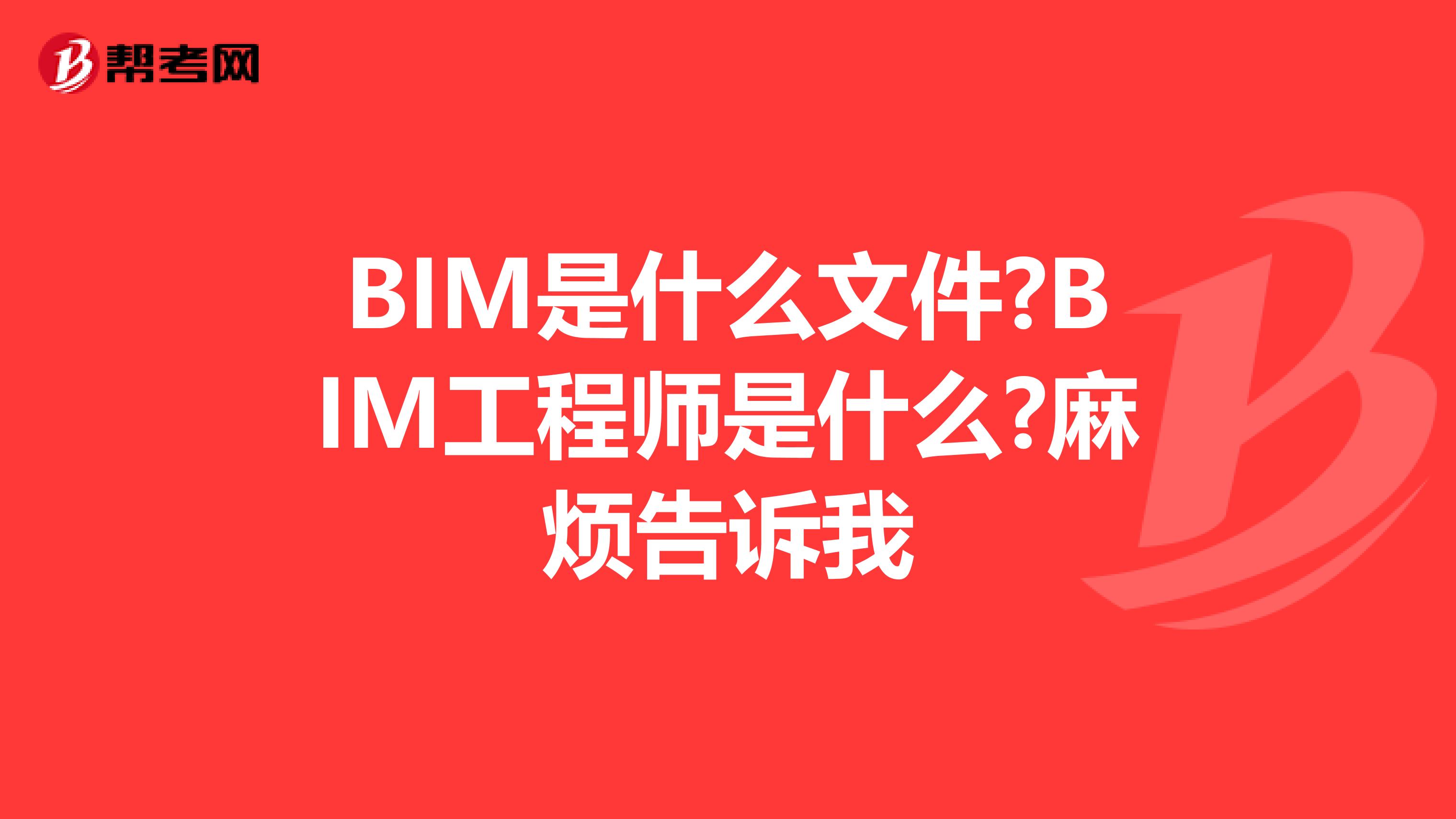 BIM是什么文件?BIM工程师是什么?麻烦告诉我