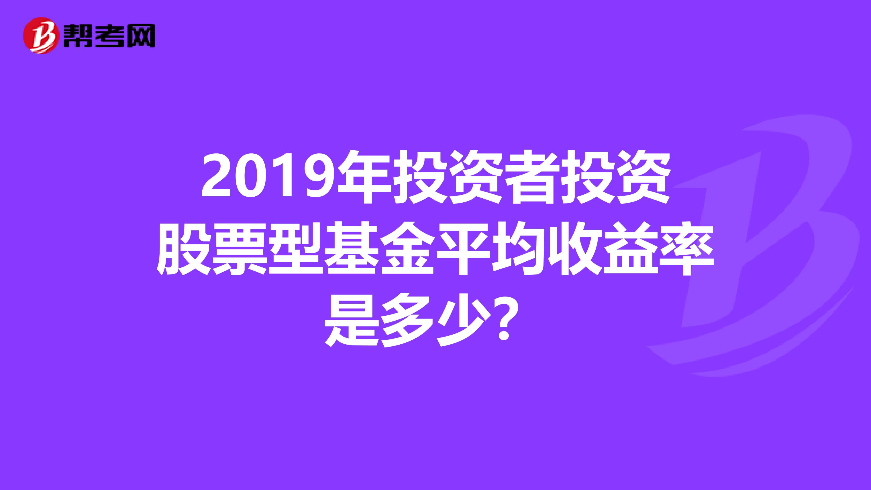 2019年投资者投资股票型基金平均收益率是多少?