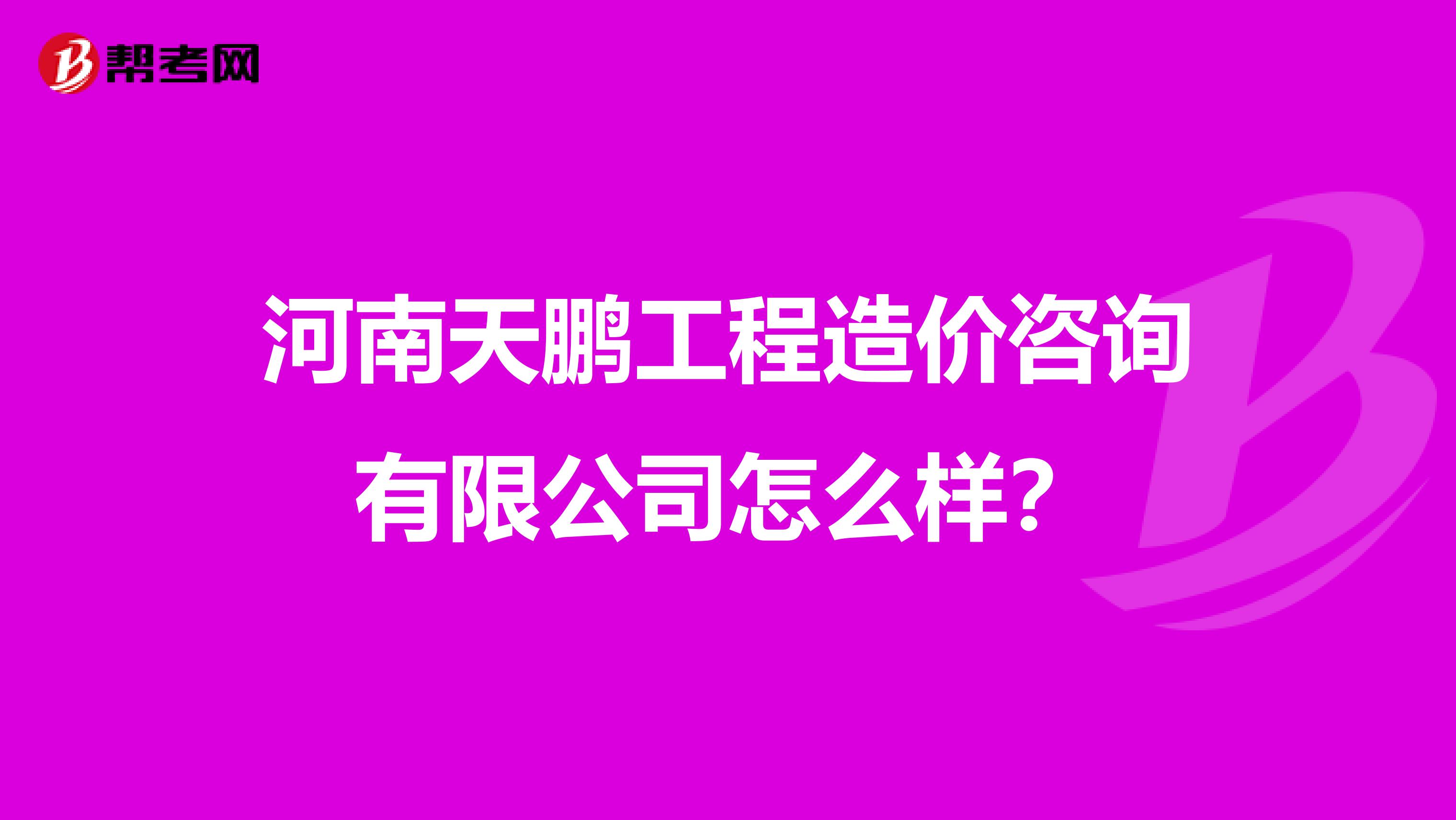 河南天鹏工程造价咨询有限公司怎么样？