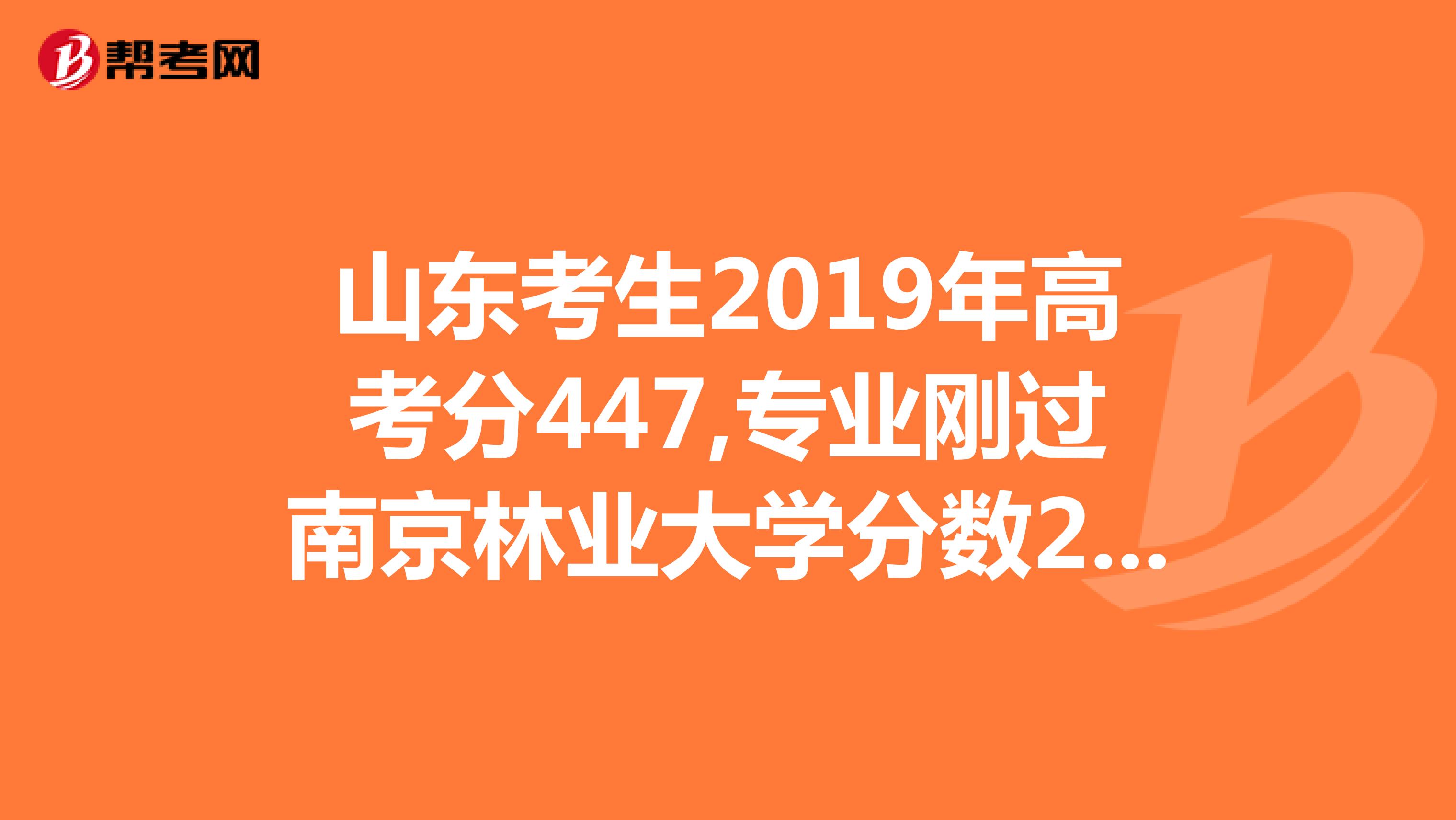 山东考生2019年高考分447,专业刚过南京林业大学分数231,能被录取吗