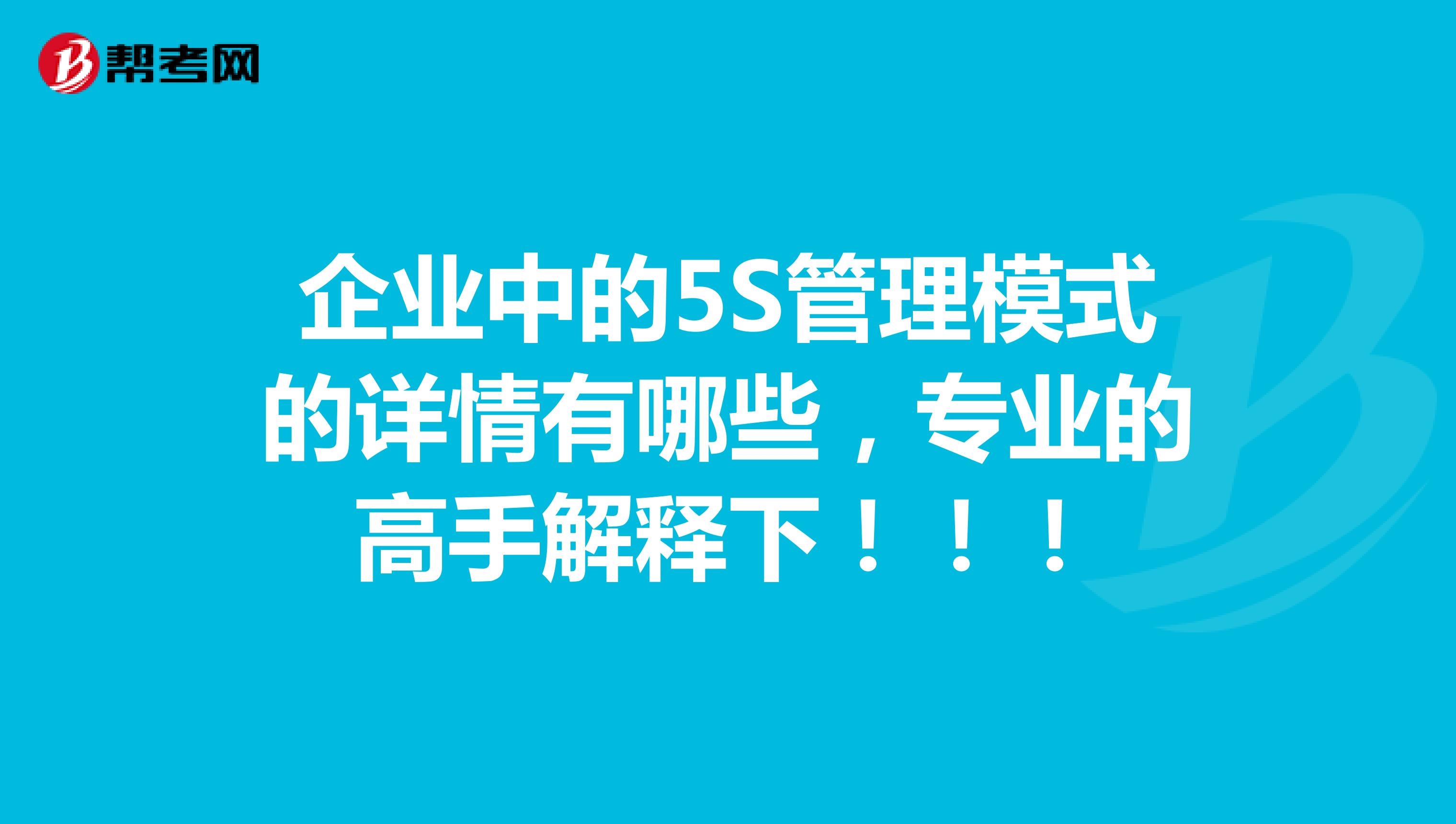 企业中的5S管理模式的详情有哪些,专业的高手解释下!!!