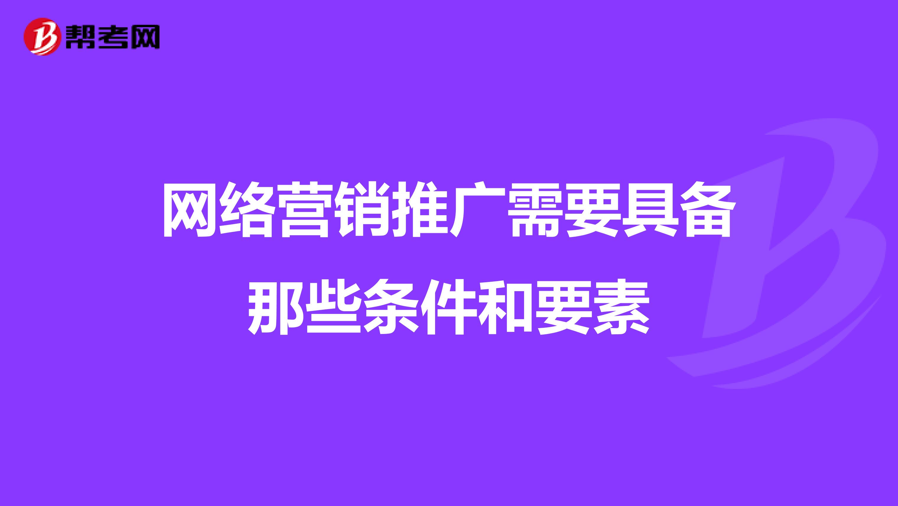 网络营销推广需要具备那些条件和要素
