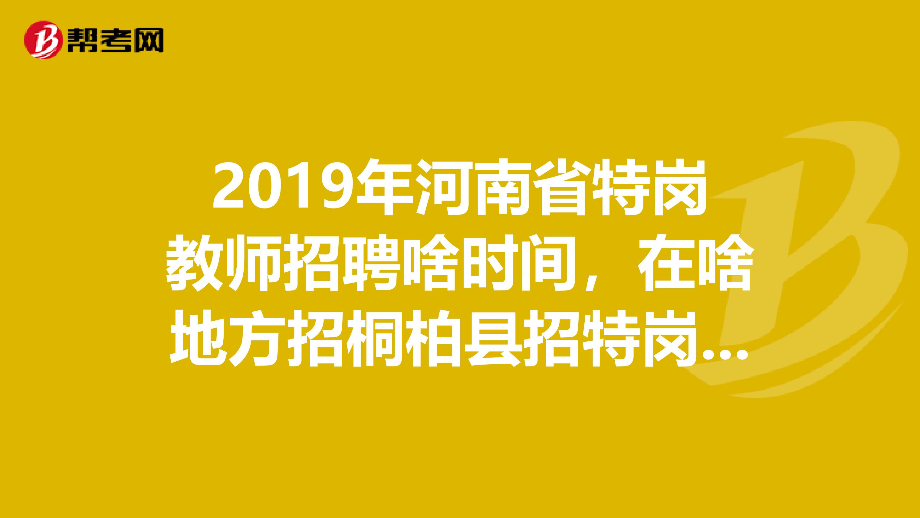 2019年河南省特岗教师招聘啥时间,在啥地方招桐柏县招特岗教师吗