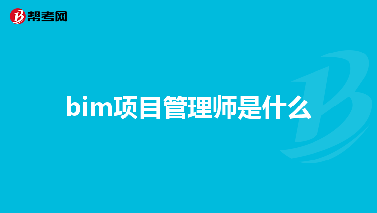 bim项目管理师是什么