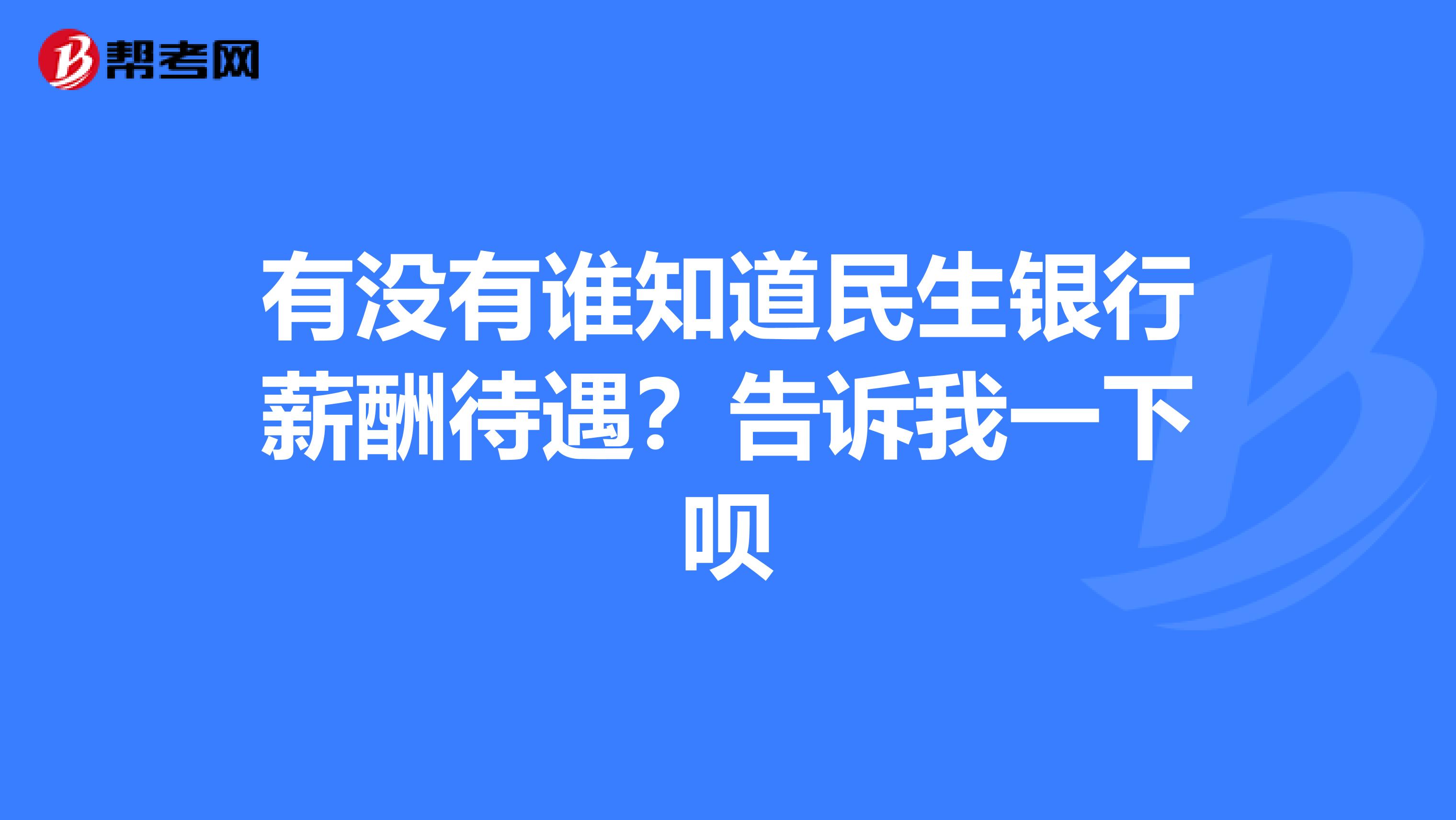 有没有谁知道民生银行薪酬待遇?告诉我一下呗